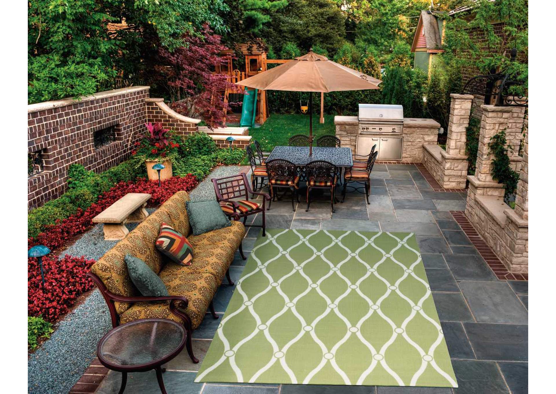 Nourison Home & Garden RS089 Green 8'x11' Rug,Nourison