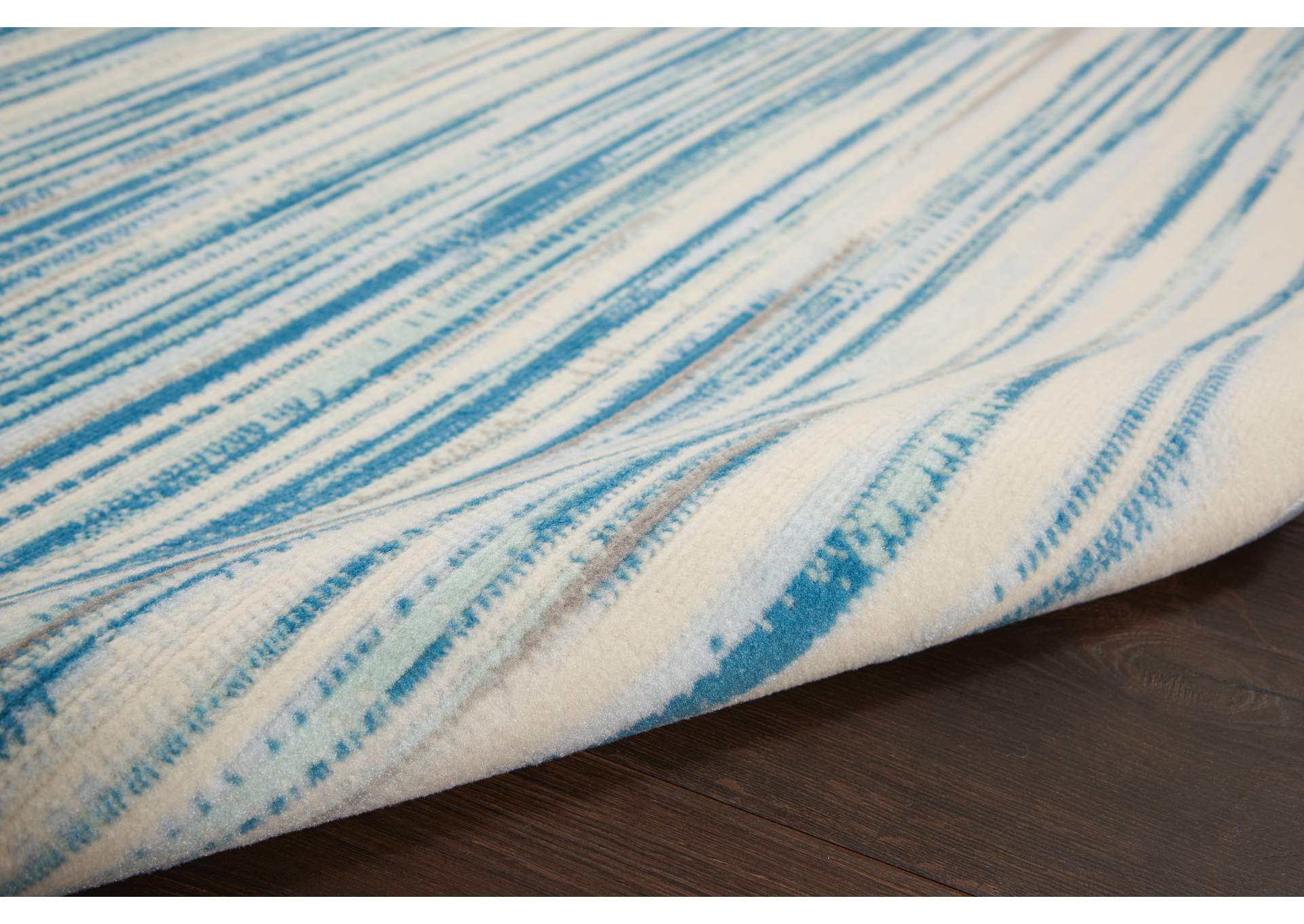 Nourison Jubilant JUB04 Teal Blue and White 5'x7' Beach Area Rug,Nourison