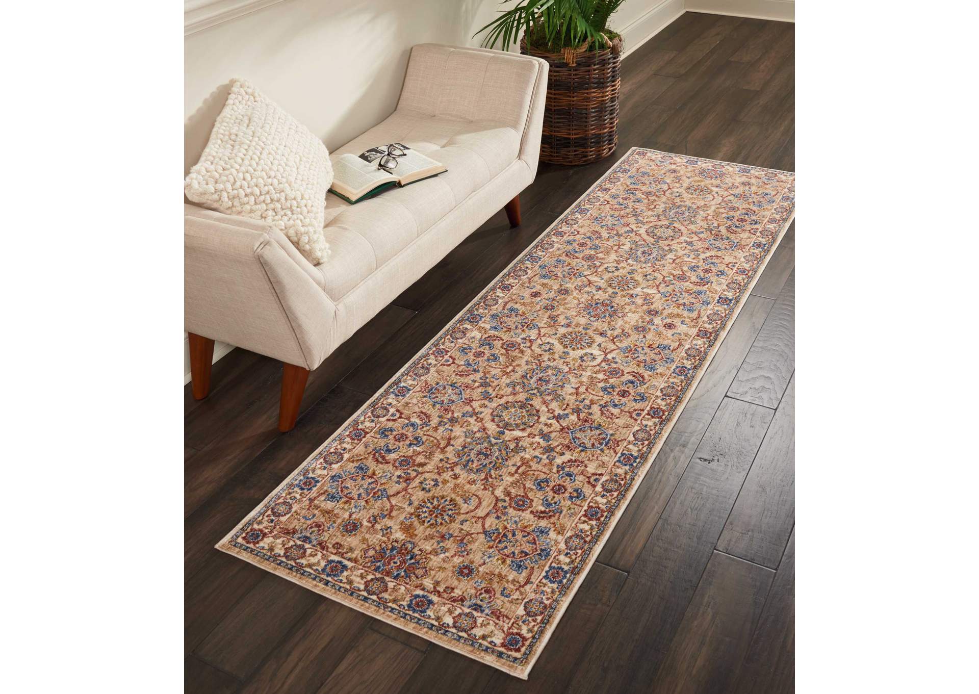 Nourison Lagos LAG04 Beige Multicolor 8' Runner Low-pile Hallway Rug,Nourison