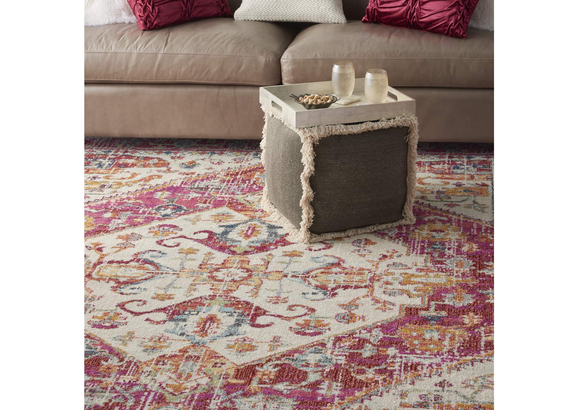 Nourison Passion 7' x 10' Ivory and Pink Area Rug,Nourison
