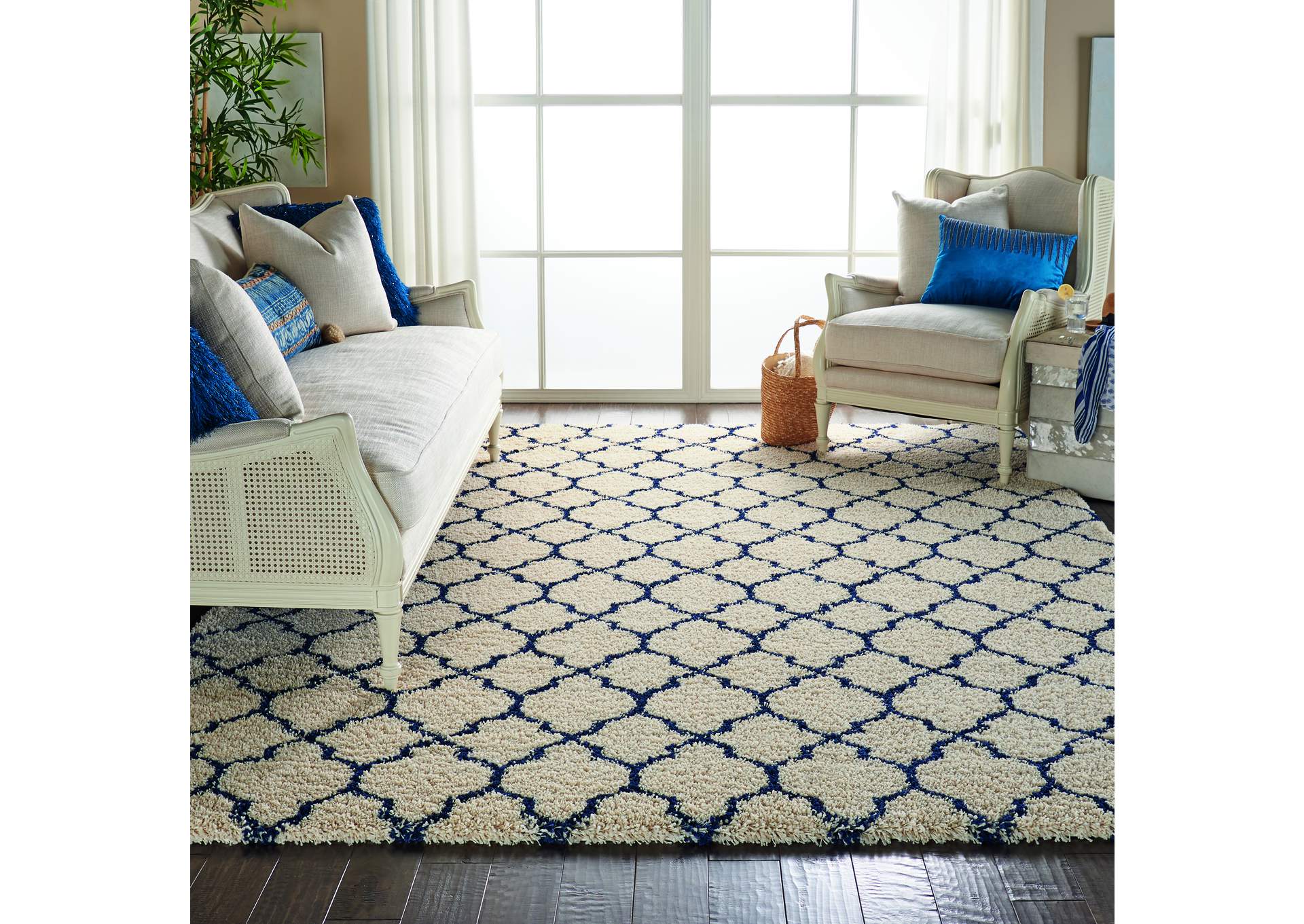 Nourison Amore AMOR2 Blue and Ivory 7'x10' Rug,Nourison