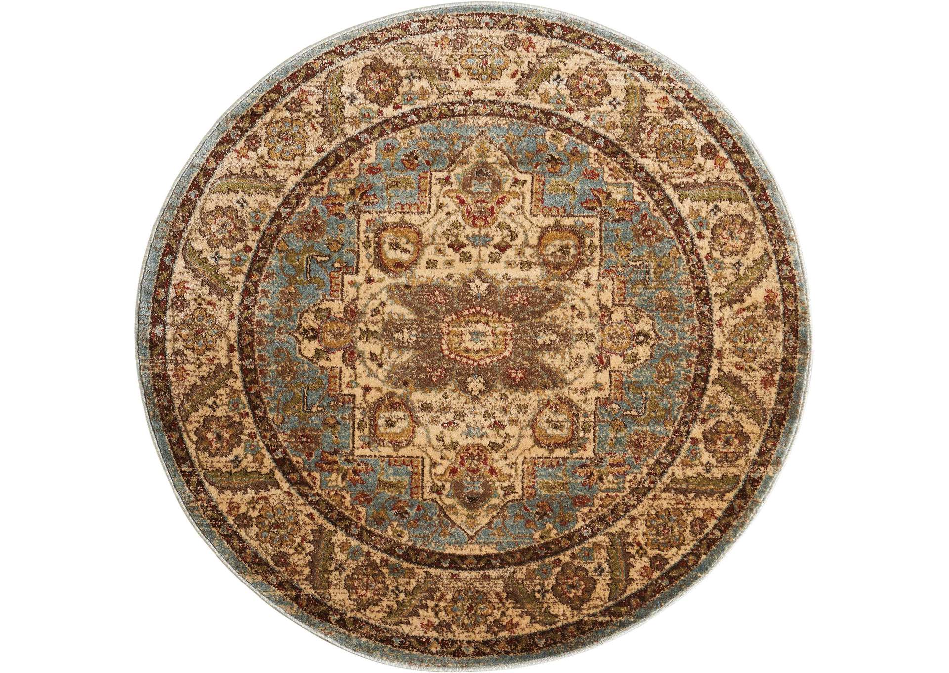 Nourison Delano DEL05 Blue 5' Round Area Rug,Nourison