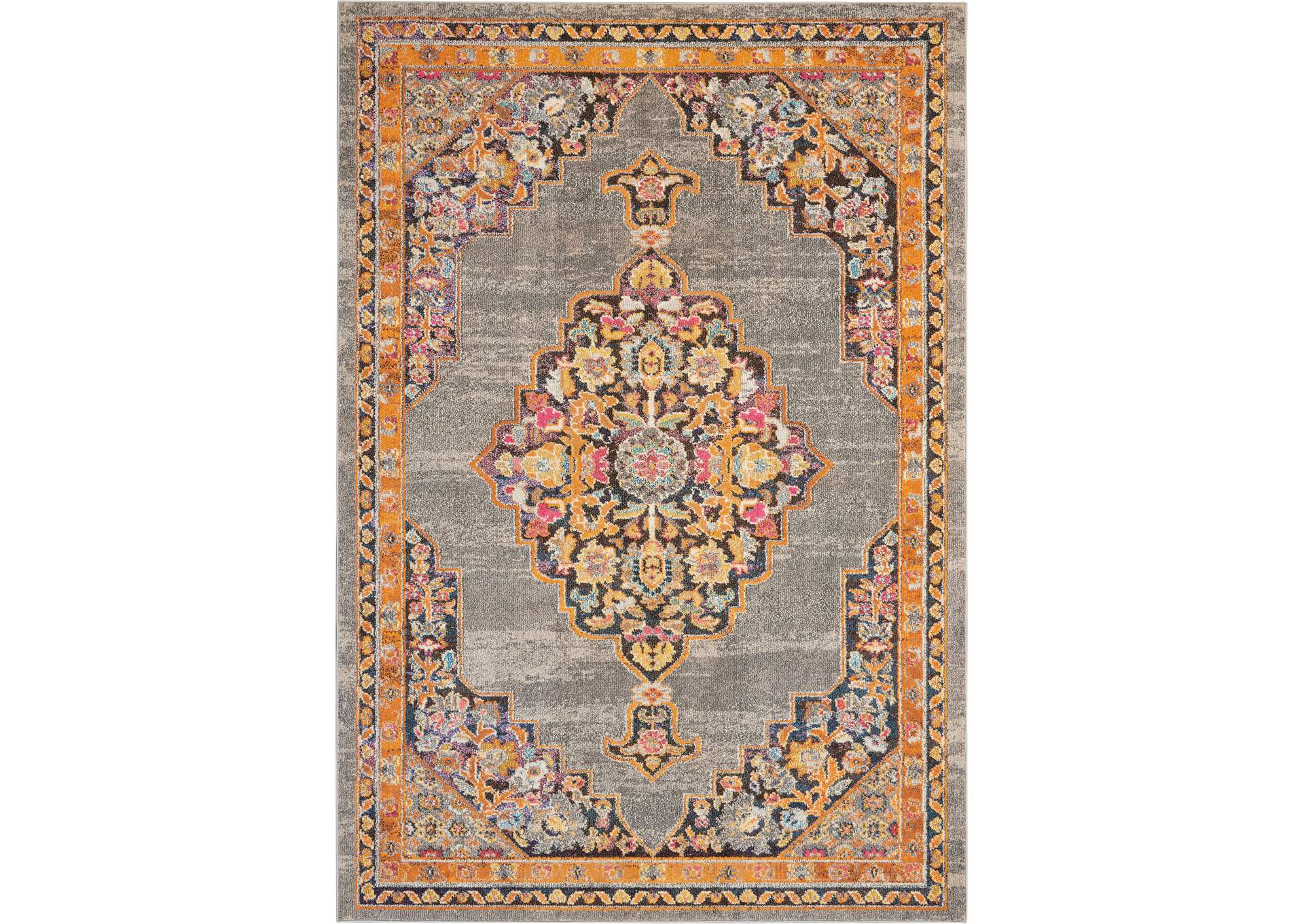 Nourison Passionate PST01 Grey Multicolor 7'x10' Large Rug,Nourison