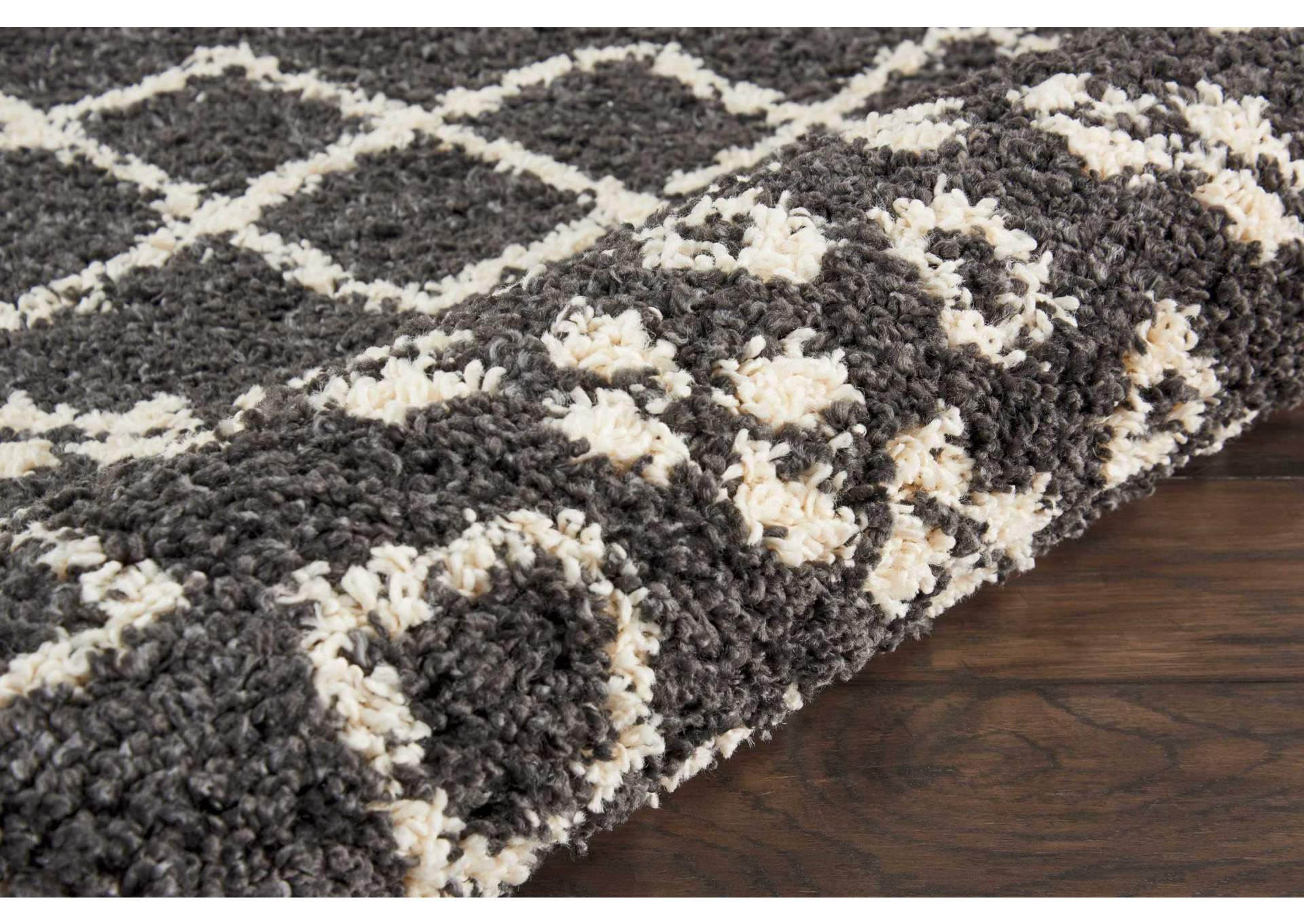 Nourison Moroccan Shag MRS02 Black 5'x8' Plush Area Rug,Nourison