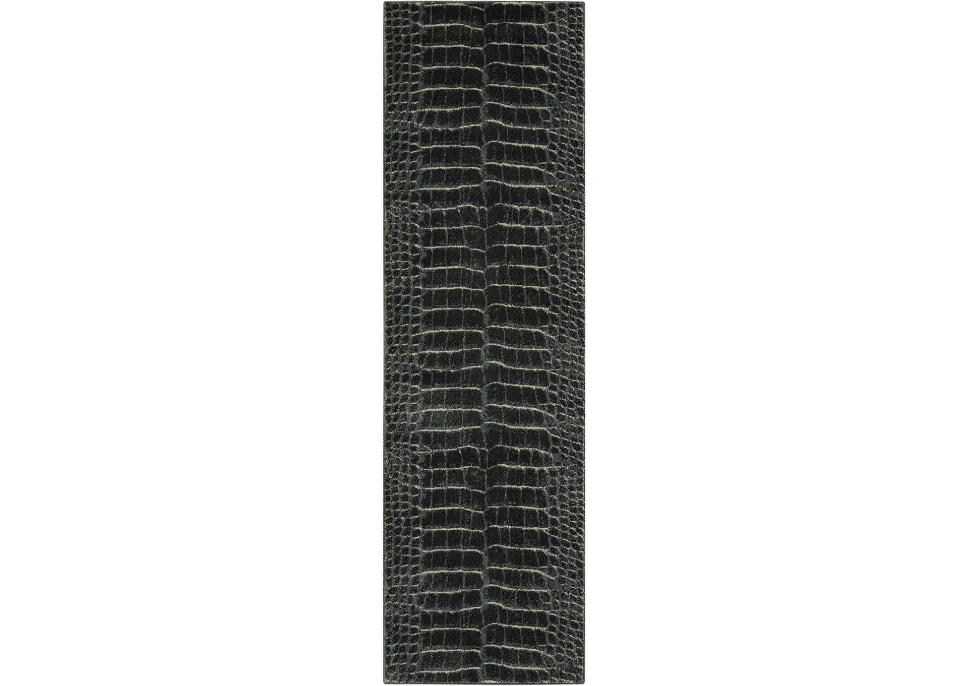 Nourison Maxell MAE09 Charcoal Grey 8' Runner Snakeskin Pattern Hallway Rug,Nourison