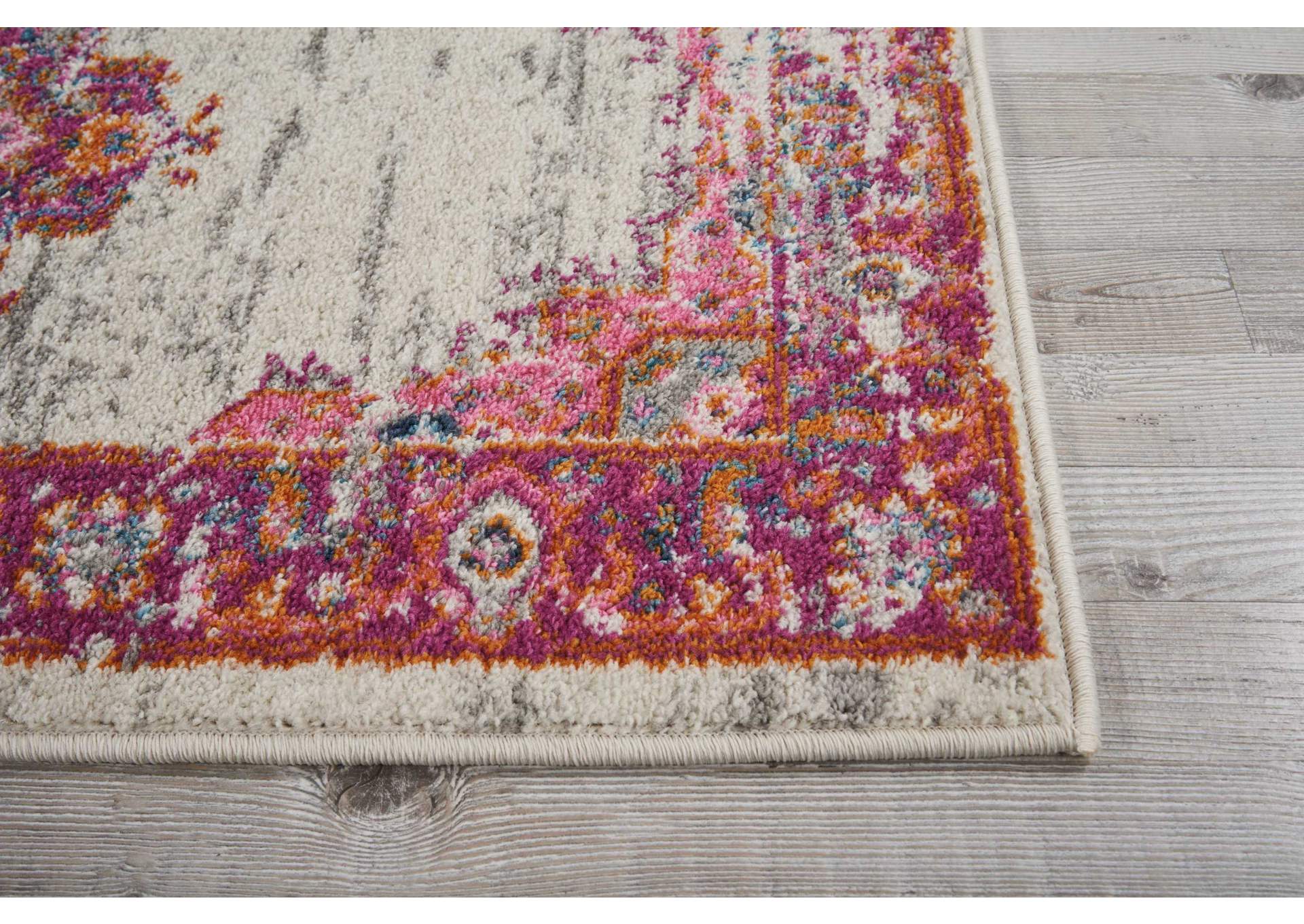Nourison Passion PSN03 Pink and White 8' Runner Hallway Rug,Nourison