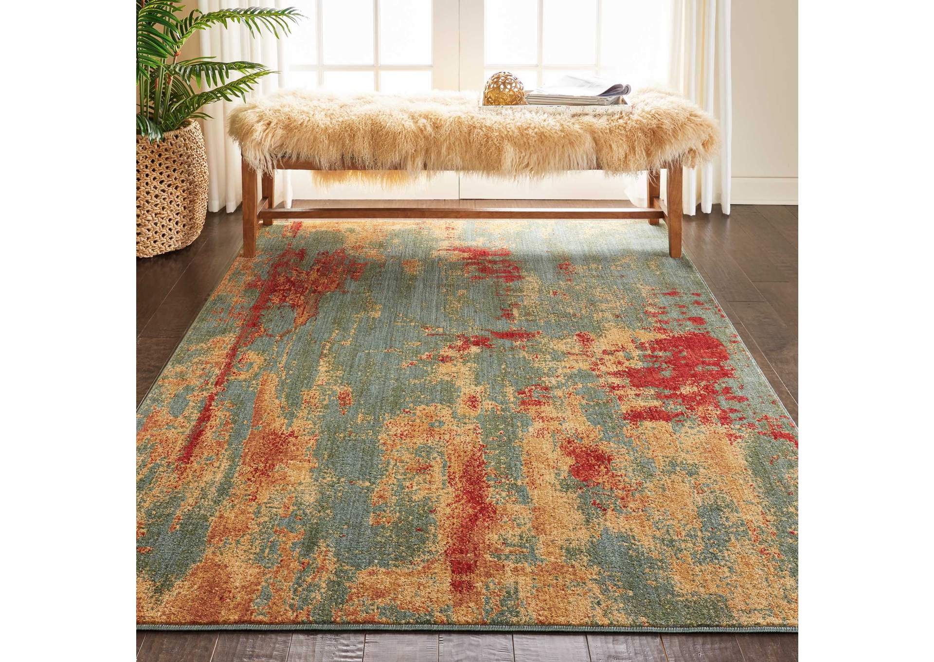 Nourison Somerset ST91 Teal Multicolor 5'x8' Colorful Area Rug,Nourison
