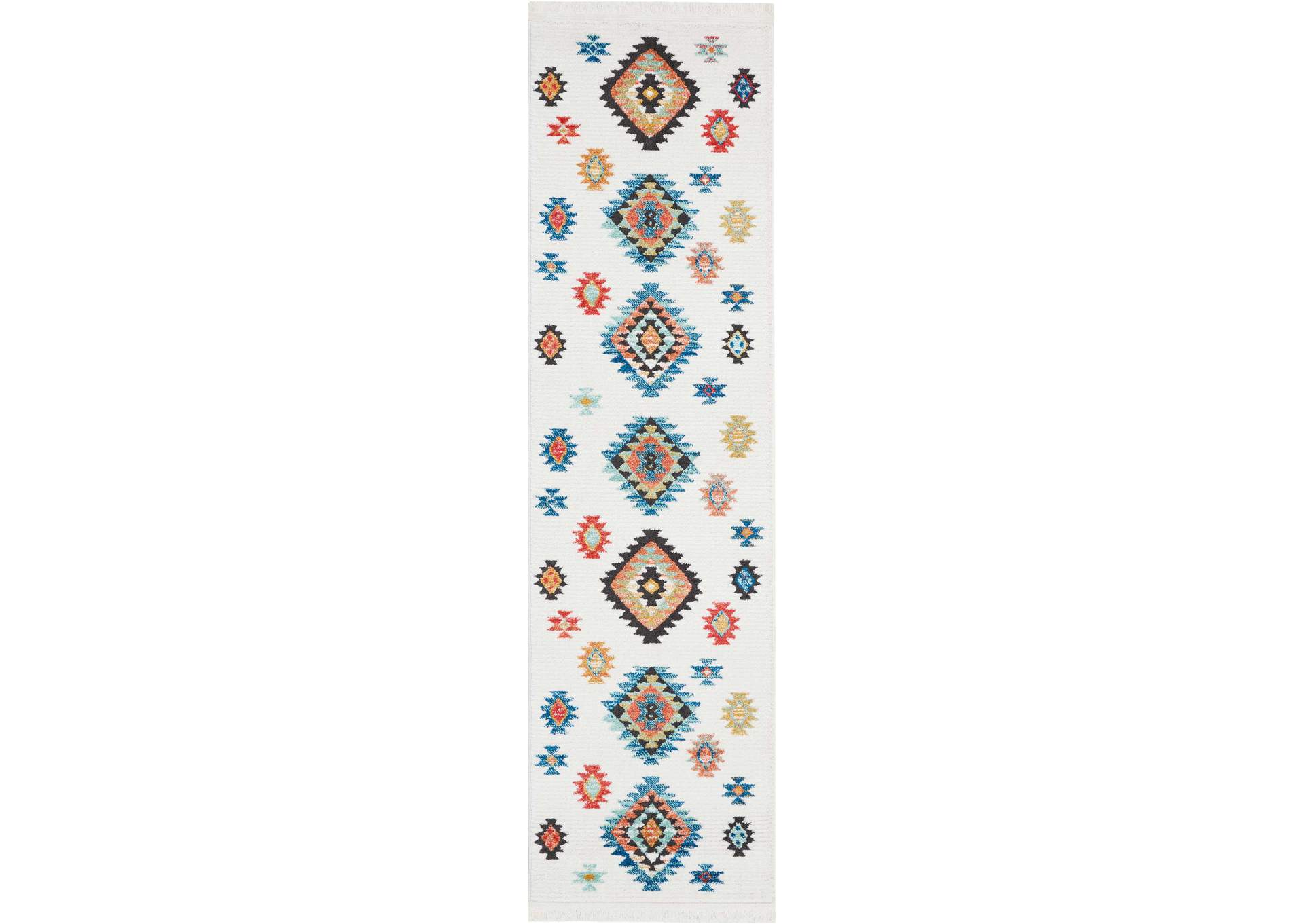 Nourison South Western NAV07 White 8' Runner Hallway Rug,Nourison