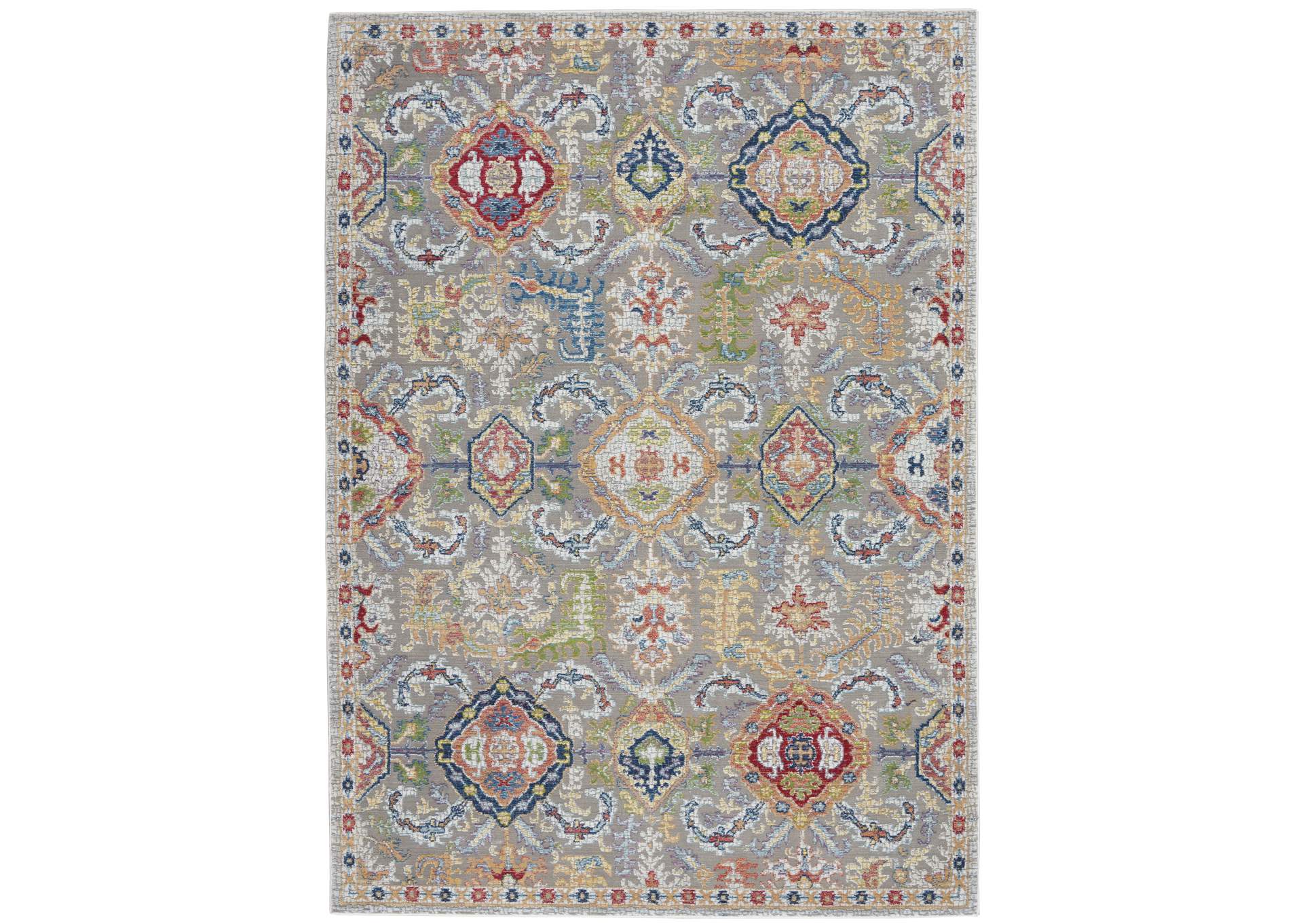 Nourison Ankara Global ANR12 Grey Multicolor 5'x8' Persian Area Rug,Nourison