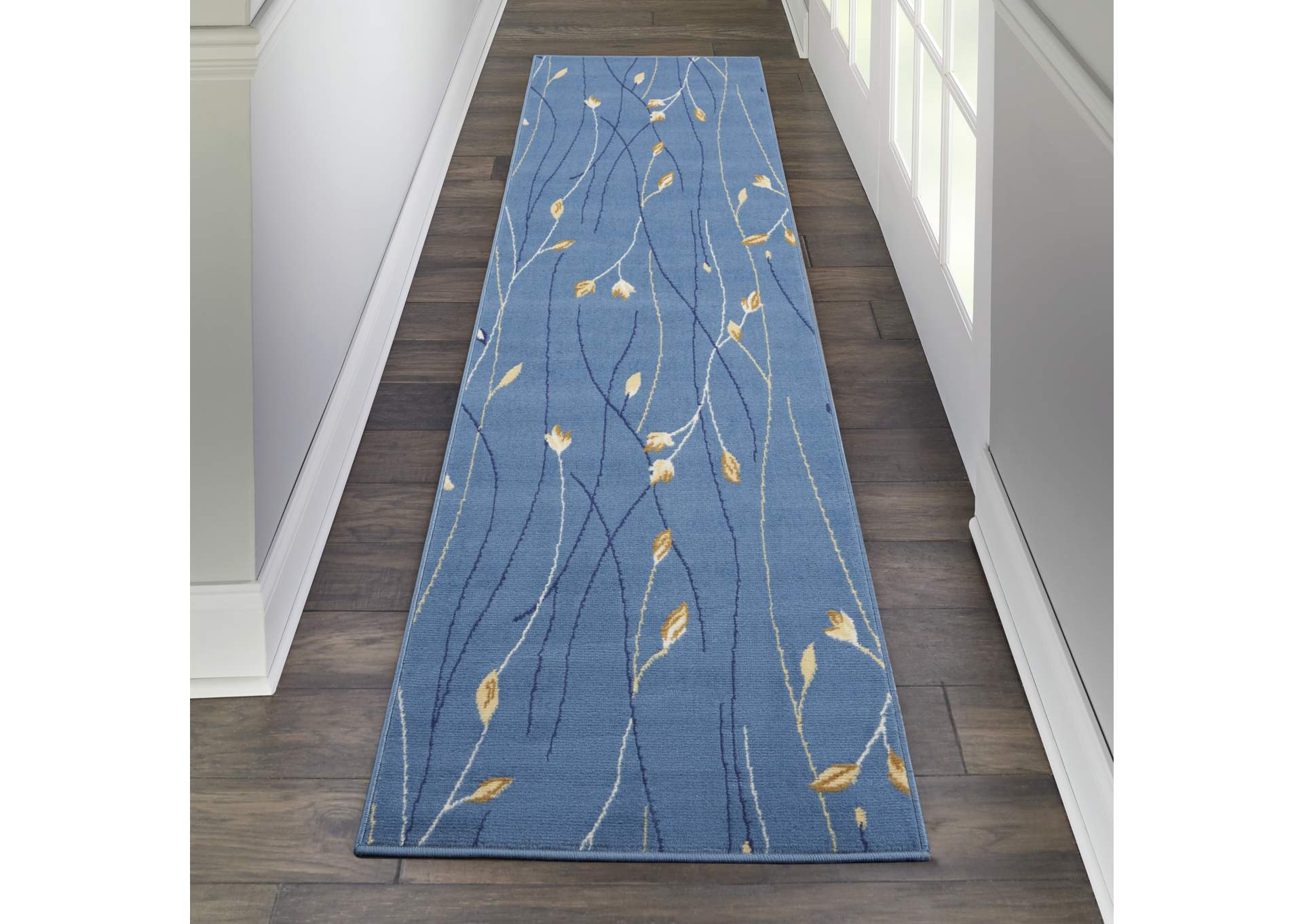Nourison Grafix GRF15 Blue 8' Runner Hallway Rug,Nourison