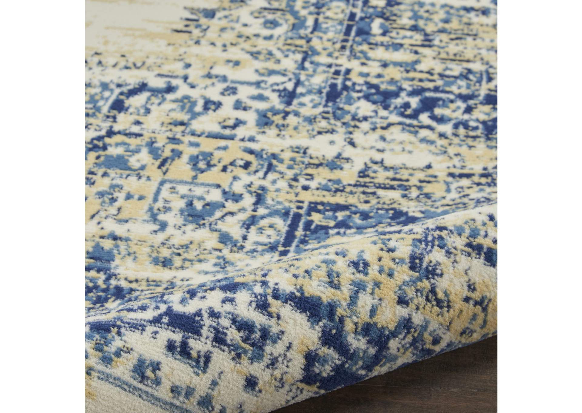 Nourison Grafix GRF14 White and Blue 8'x10' Large Rug,Nourison
