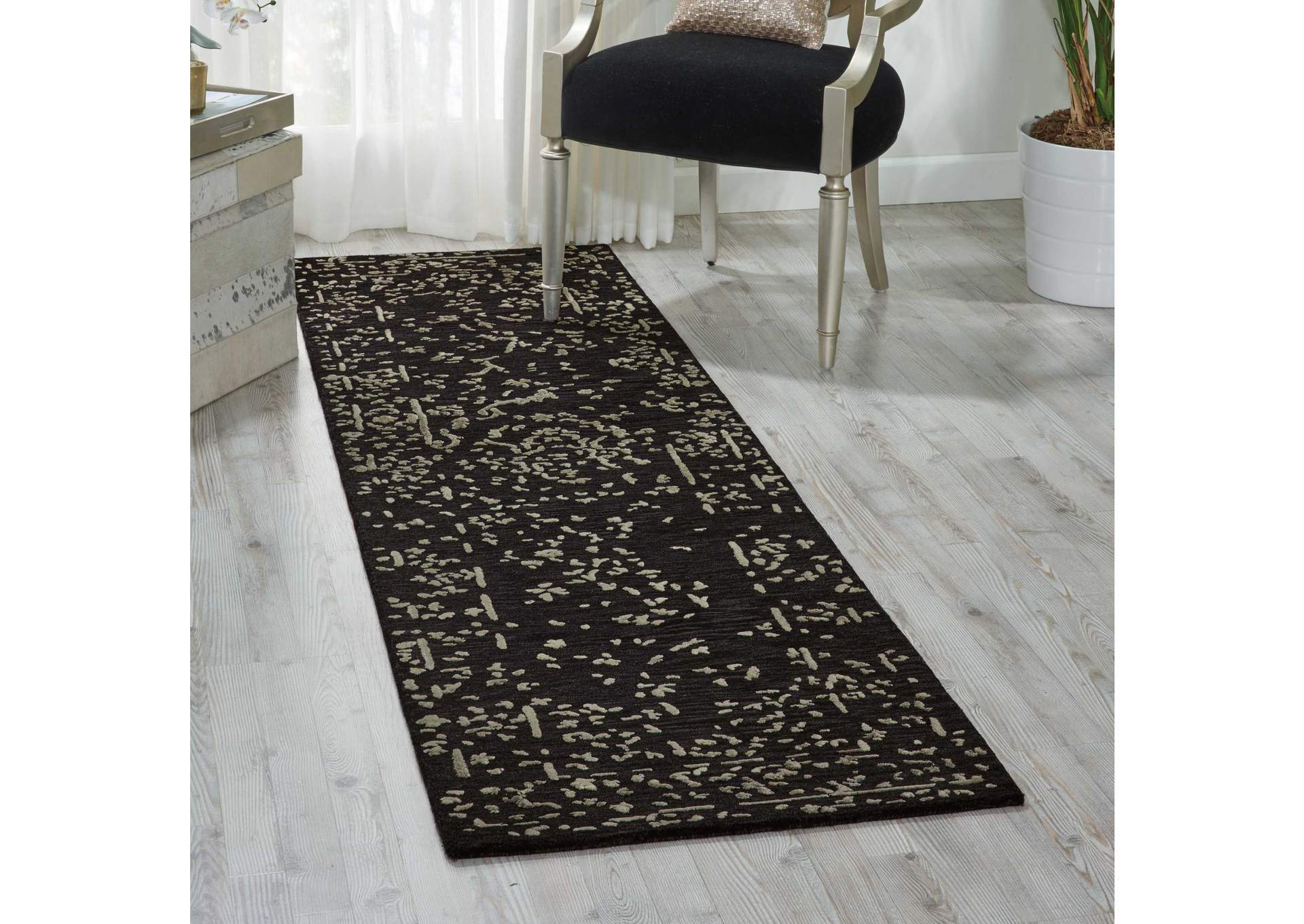 Nourison Opaline OPA03 Black 8' Runner Hallway Rug,Nourison