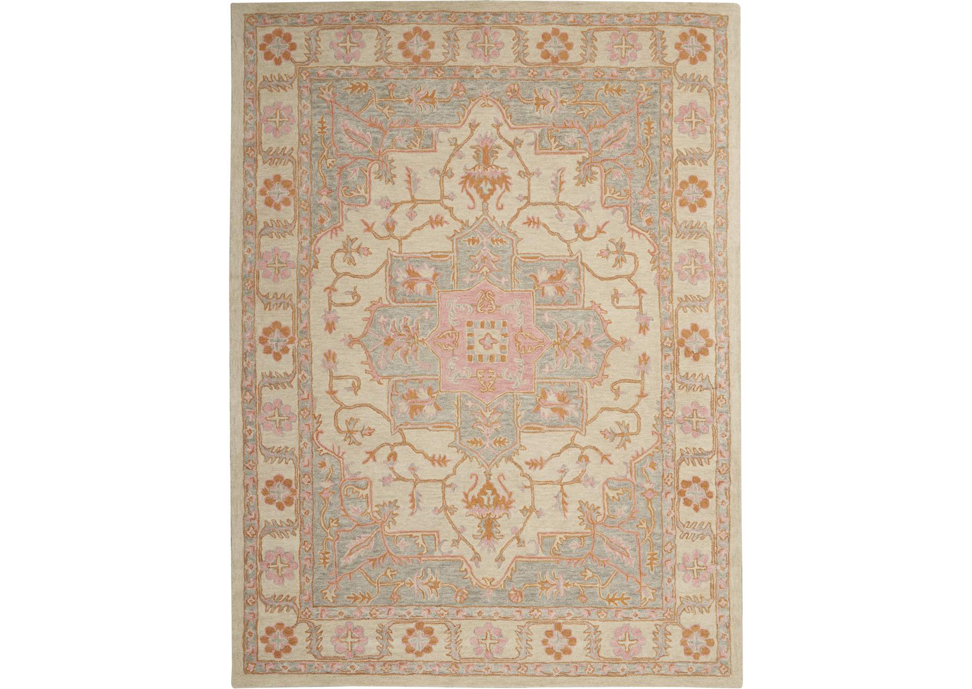 Nourison Jazmine JAZ01 Orange and Cream 9'x12' Oversized Wool Rug,Nourison