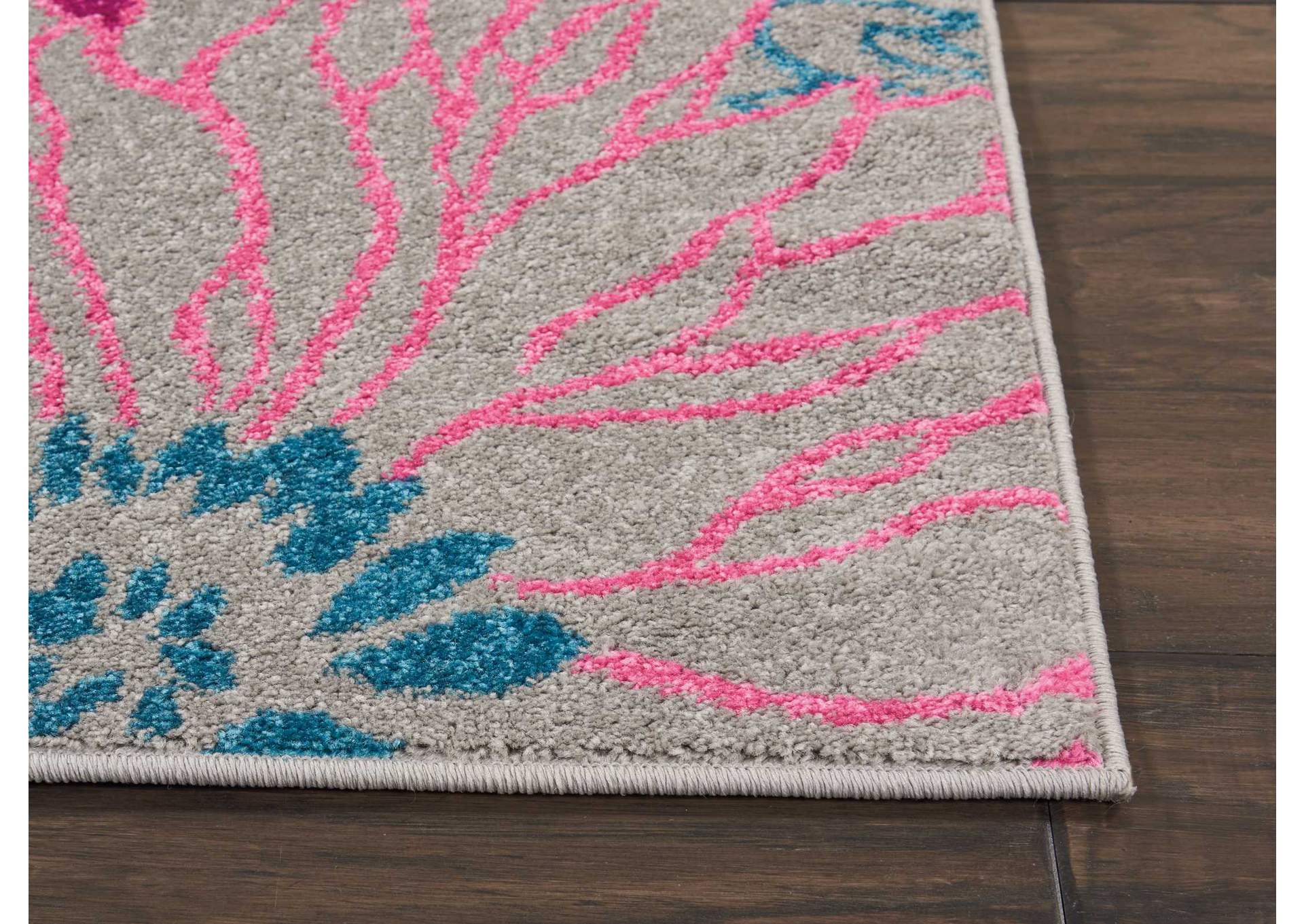 Nourison Passion PSN17 Pink and Grey 4'x6' Floral Area Rug,Nourison