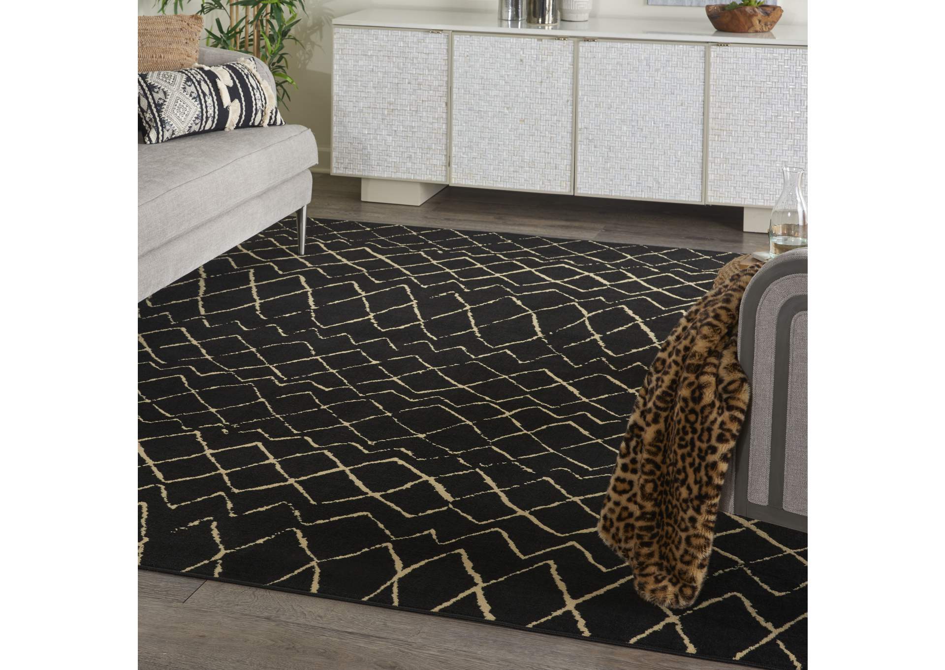 Nourison Grafix GRF04 Black 6'x9' Area Rug,Nourison