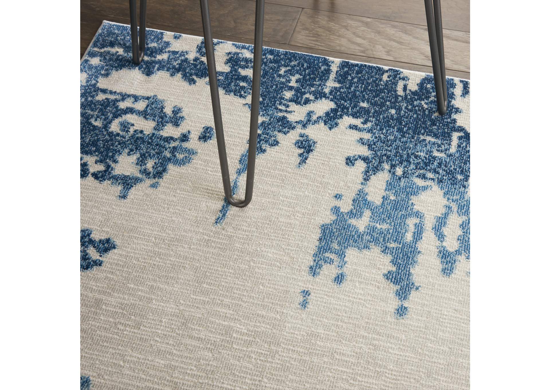 Nourison Etchings 5'3" x 7'3" Ivory/Blue Abstract Area Rug,Nourison