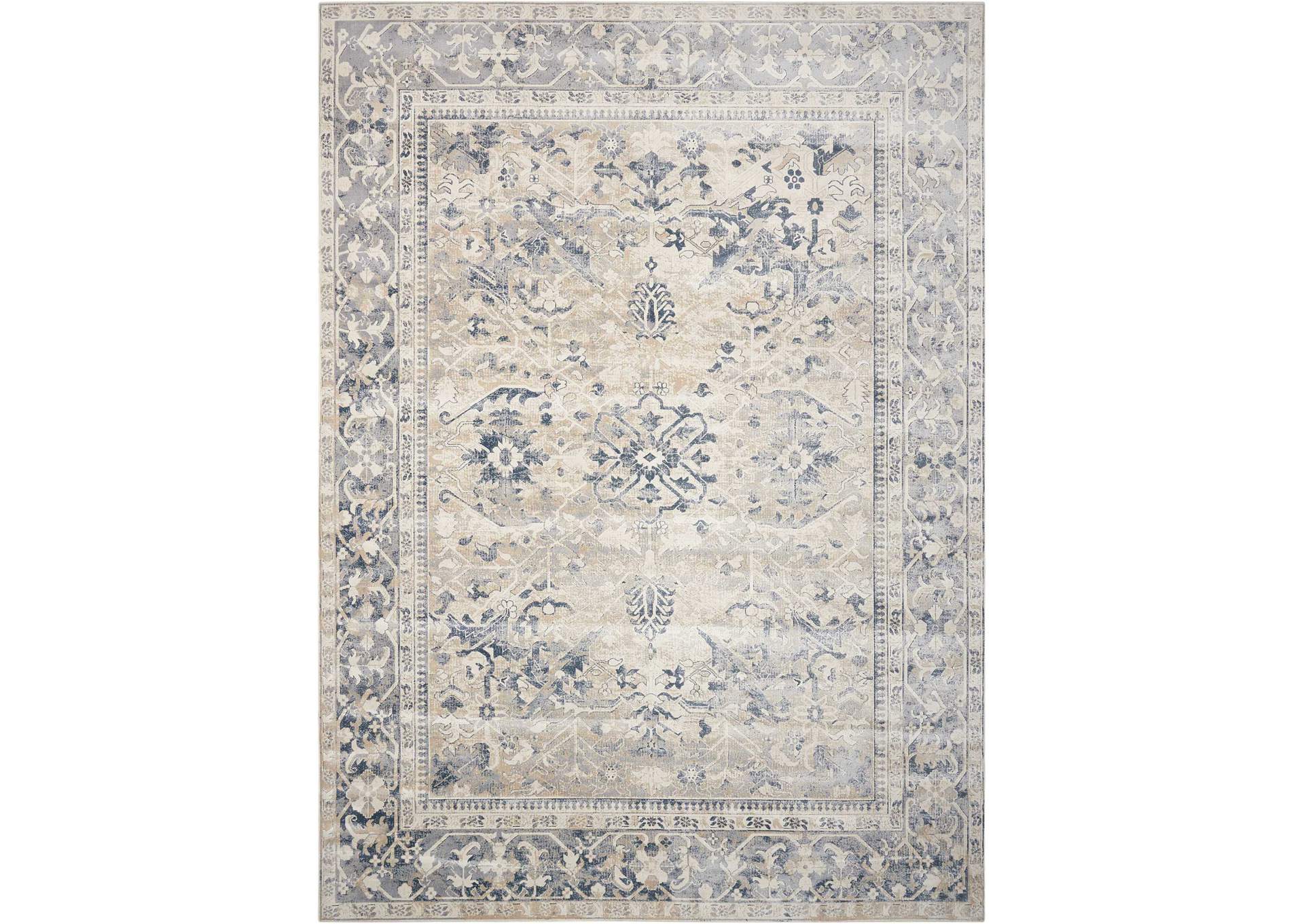kathy ireland Home Malta MAI05 Blue and Ivory 4'x6' Area Rug,Nourison