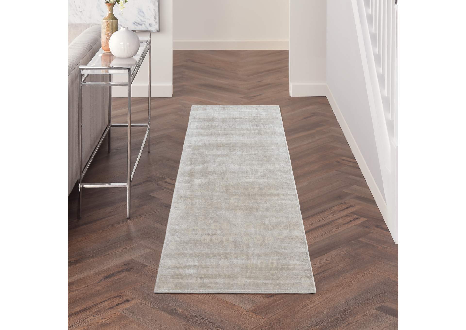 kathy ireland Home Desert Skies DSK02 Light Grey 8' Runner Hallway Rug,Nourison