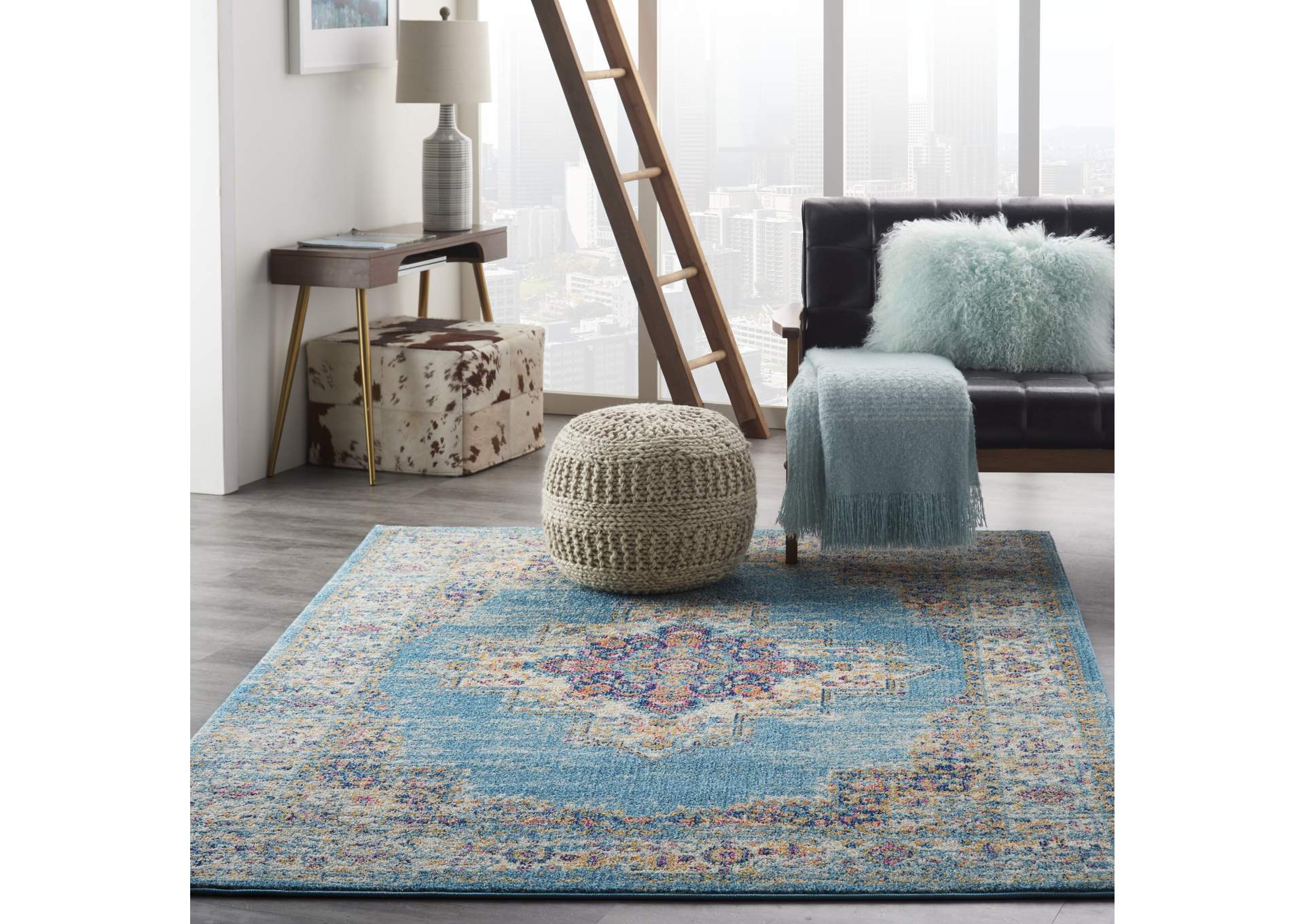 Nourison Passion 5' x 7' Ivory Light Blue Area Rug,Nourison