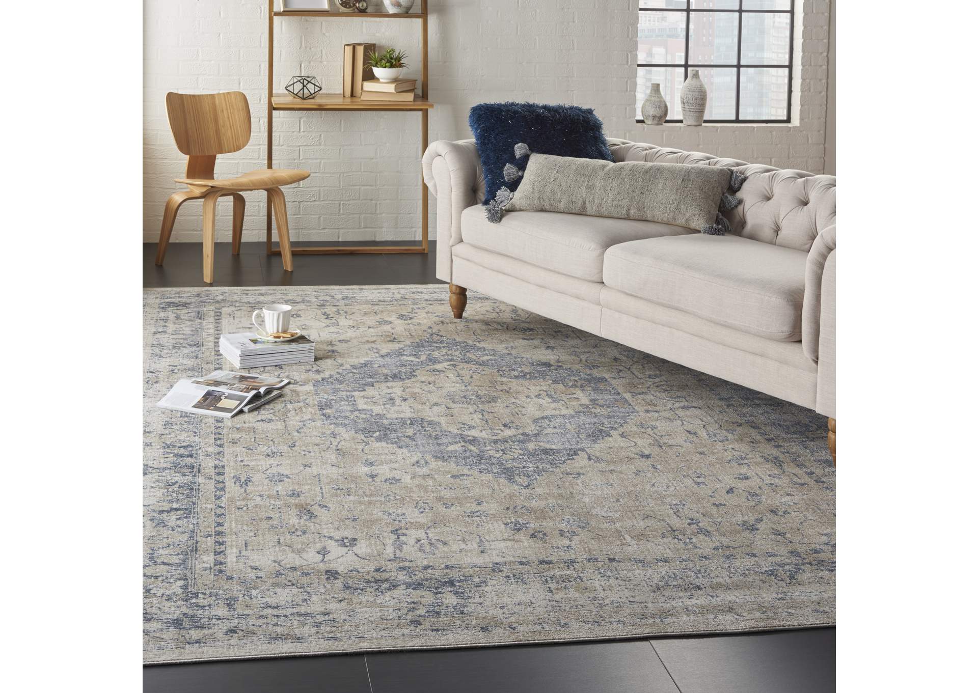 Malta by kathy ireland Home MAI11 Ivory/Blue 8'x11' Area Rug,Nourison