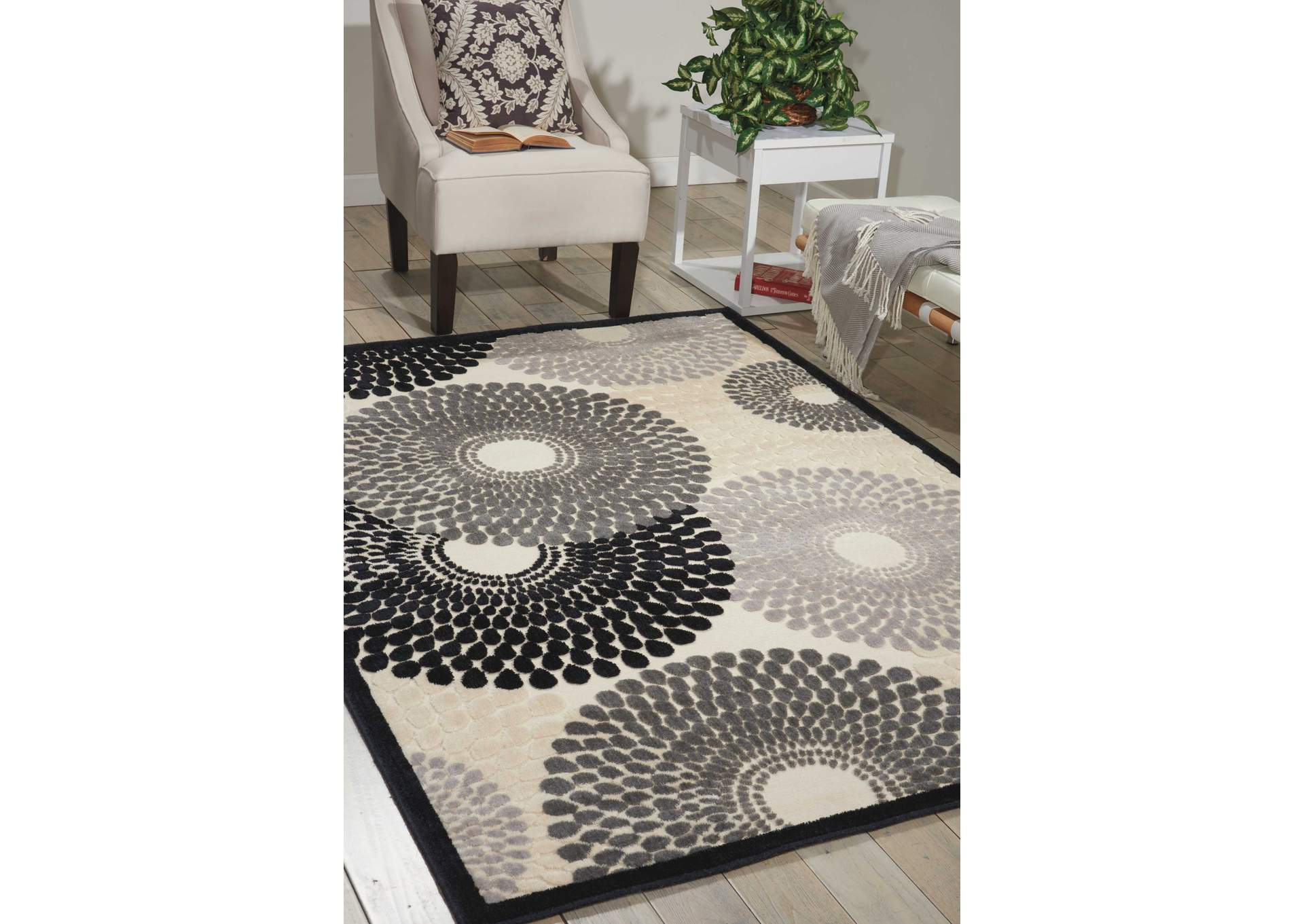Nourison Graphic Illusions GIL04 Grey 4'x6' Area Rug,Nourison