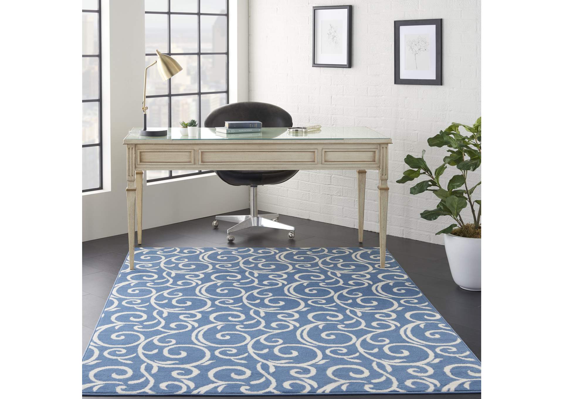 Nourison Grafix GRF19 Blue 5'x7' Area Rug,Nourison