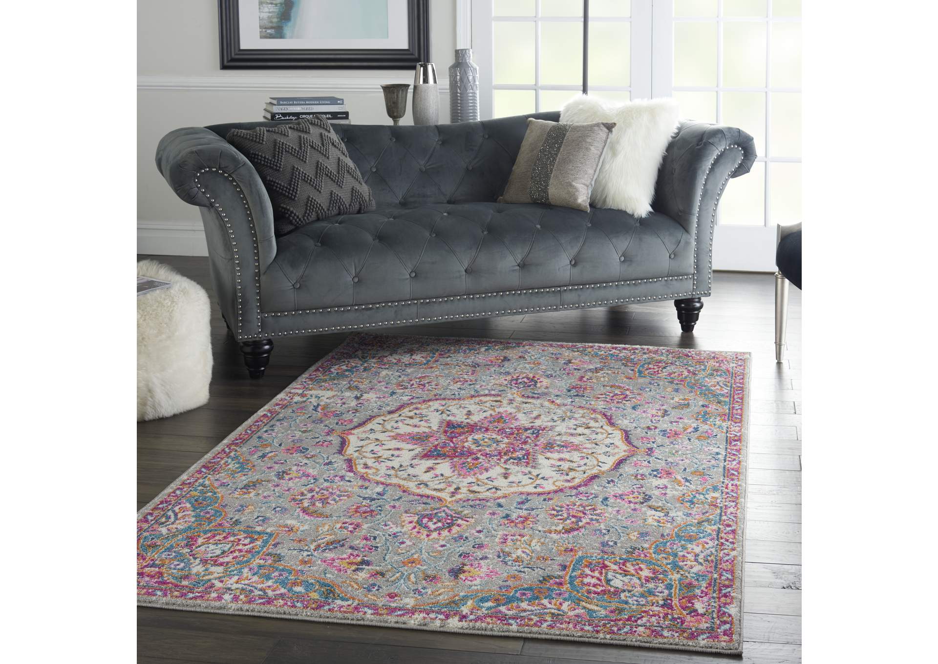 Nourison Passion Bohemian Grey Multi Colored Area Rug,Nourison