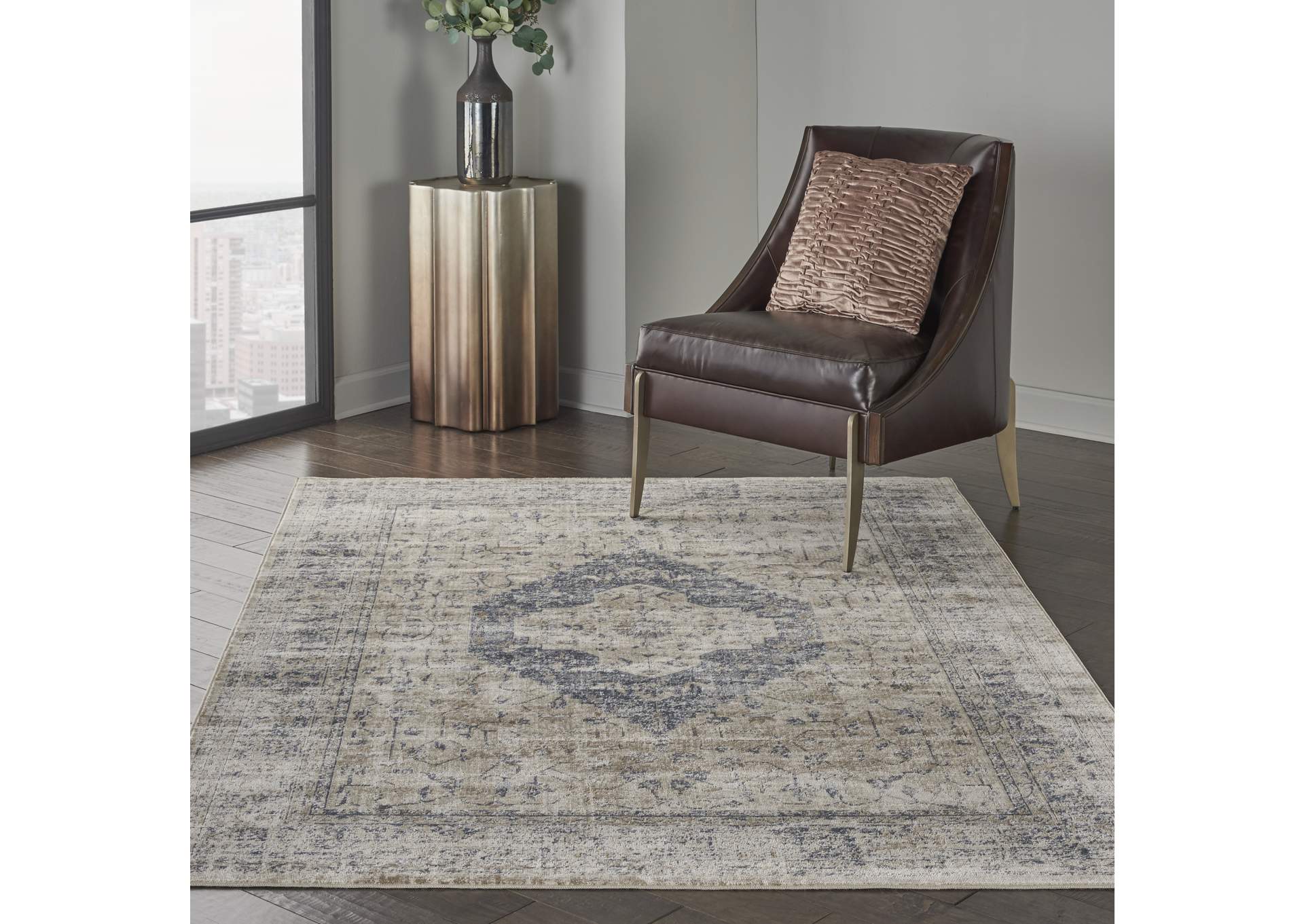 Malta by kathy ireland Home MAI11 Ivory/Blue 4'x6' Area Rug,Nourison