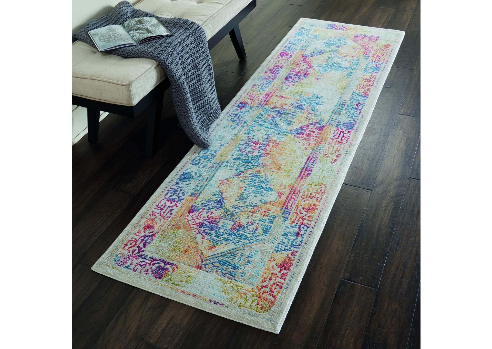 Nourison Ankara Global ANR04 Multicolor 6' Runner Low-pile Hallway Rug,Nourison