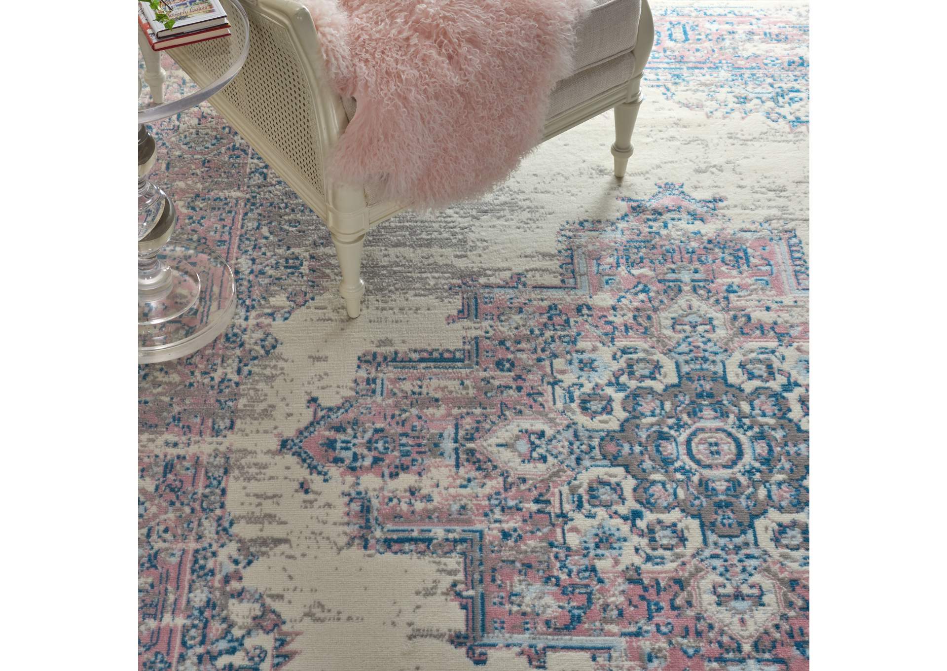 Nourison Grafix GRF14 Ivory Pink Area Rug,Nourison