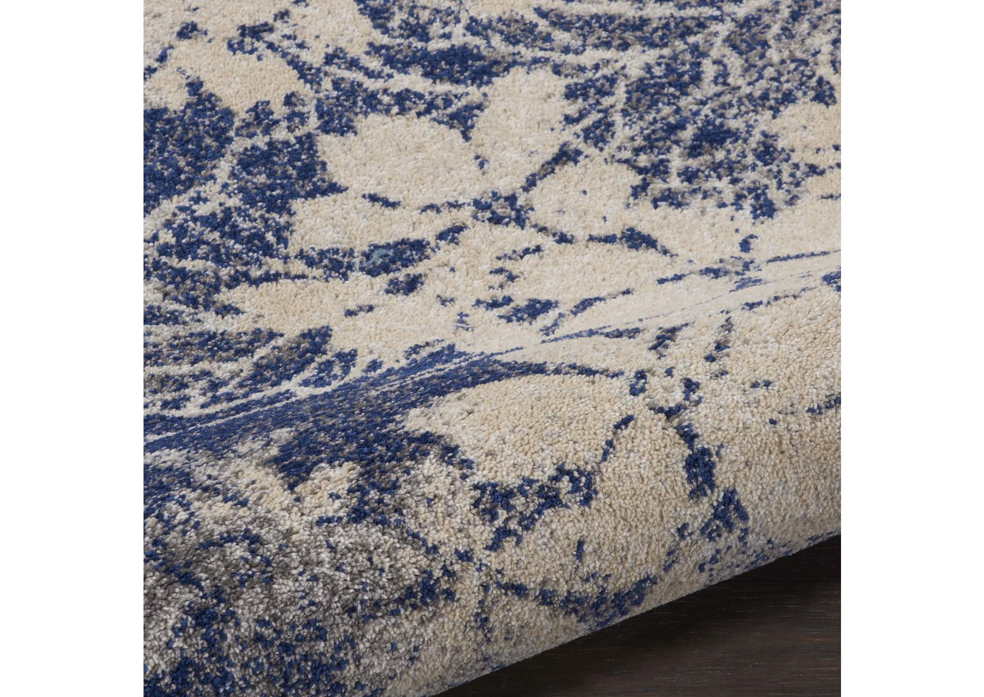 Nourison Tranquil 2'x4' Navy Blue and Grey Ombre Floral Small Rug,Nourison