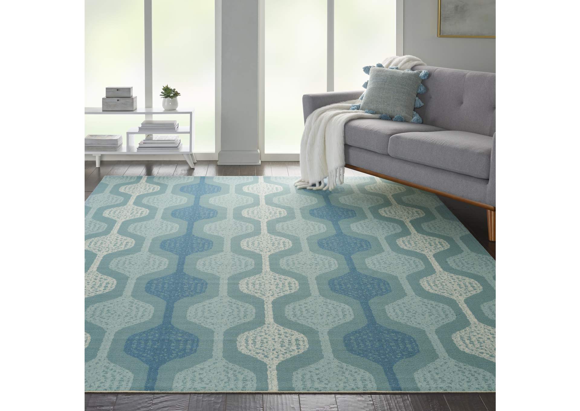 Waverly Sun N Shade SND70 Blue 10'x13' Oversized Indoor-outdoor Rug,Nourison