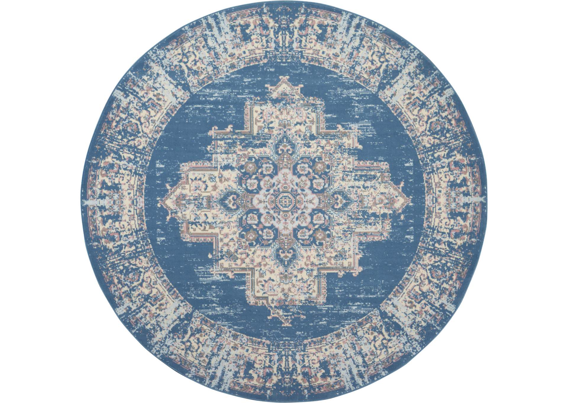 Nourison Grafix GRF14 Blue 8' Round Large Rug,Nourison