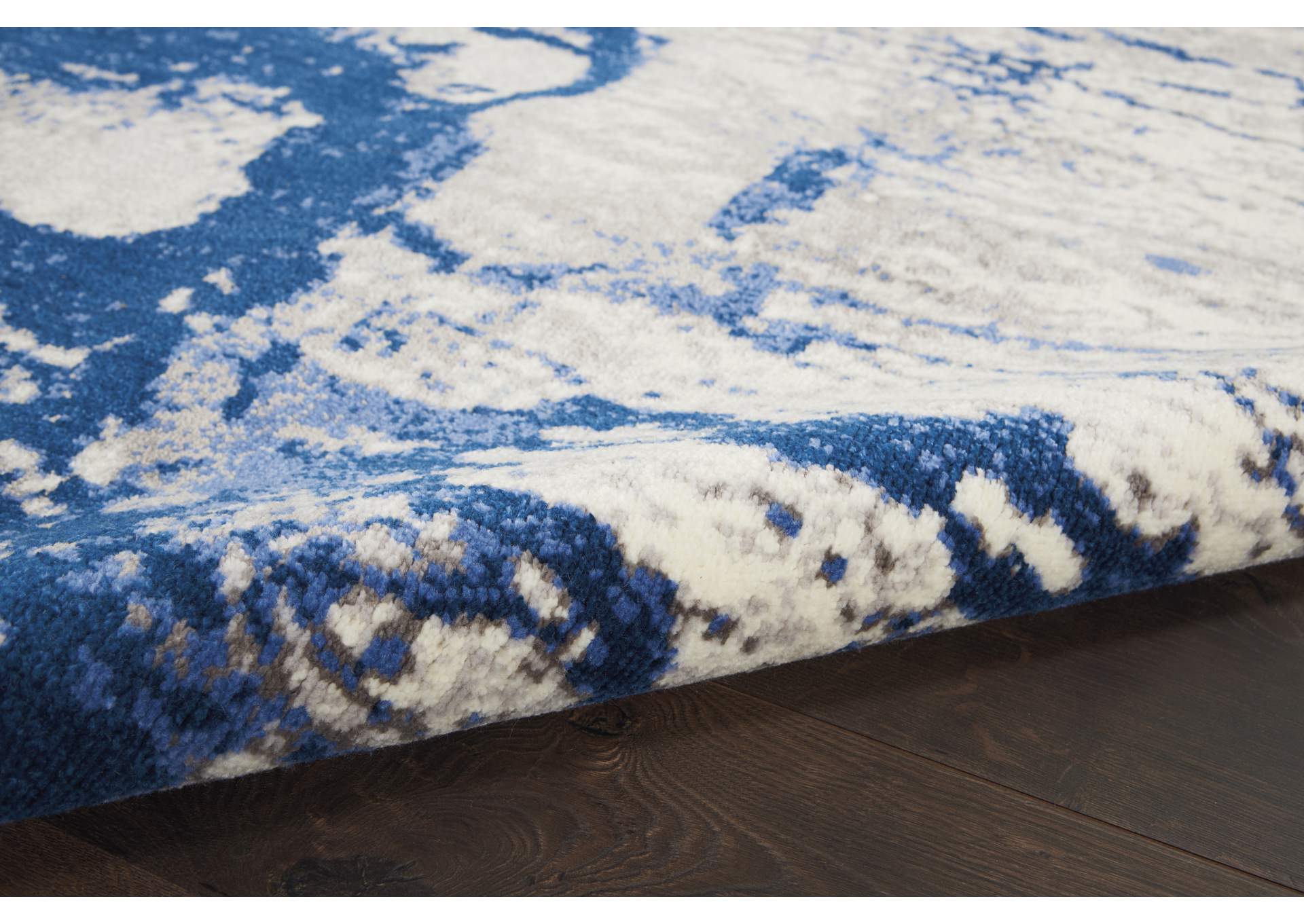 Nourison Twilight TWI29 Navy Blue and White 6'x8' Painterly Area Rug,Nourison