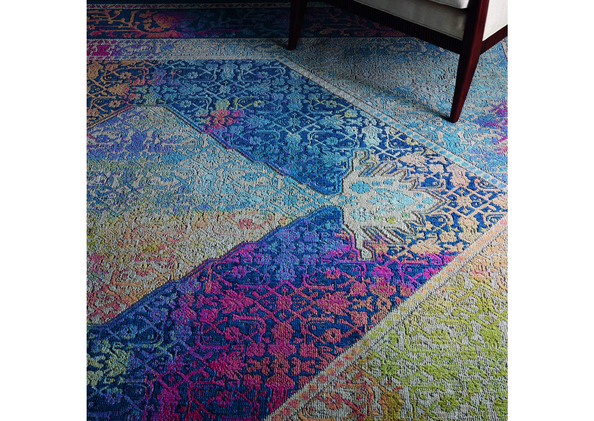 Nourison Ankara Global ANR04 Blue Multicolor 8'x10' Large Low-pile Rug,Nourison