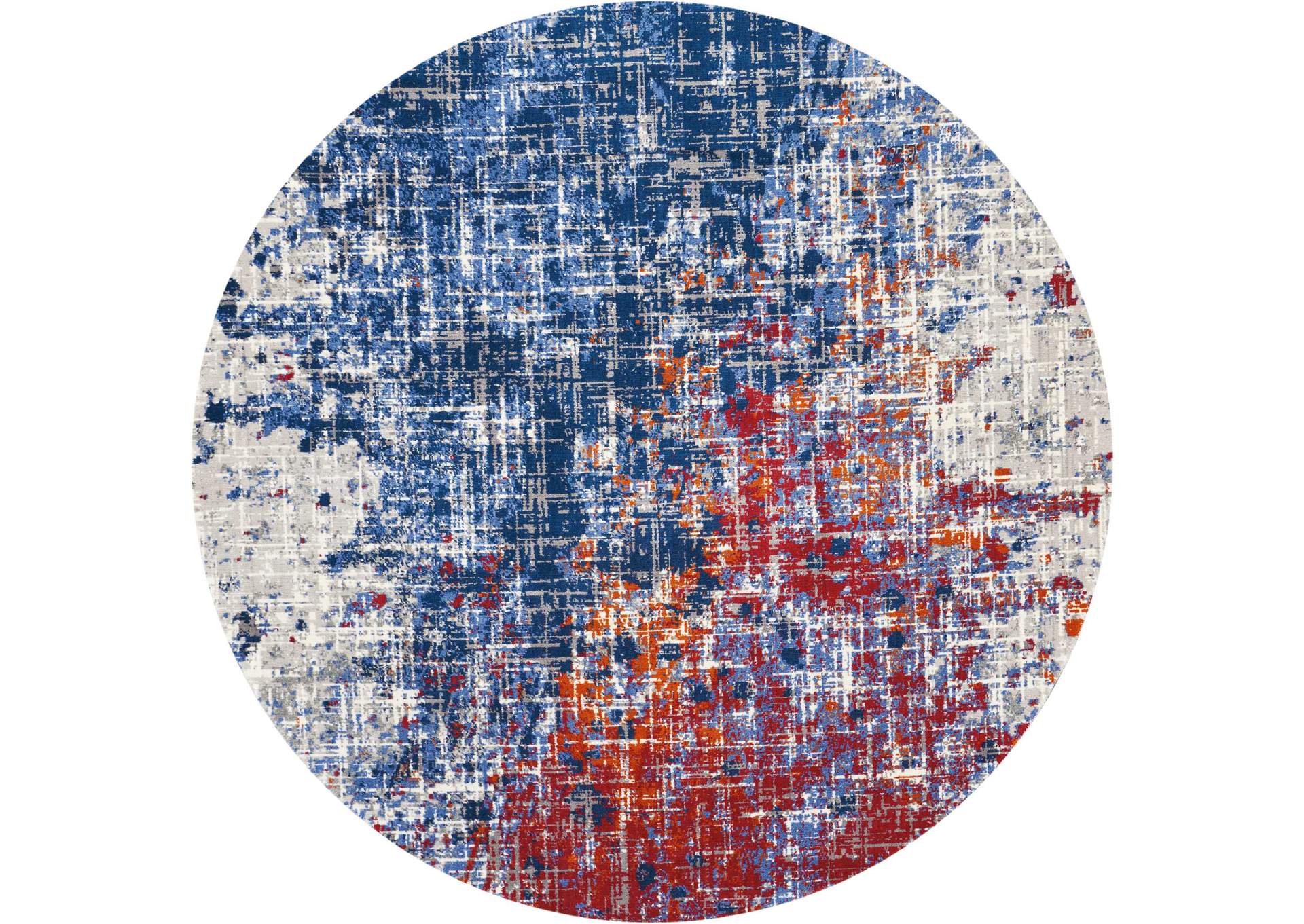 Nourison Twilight TWI25 Red and Blue 8' Round Large Rug,Nourison