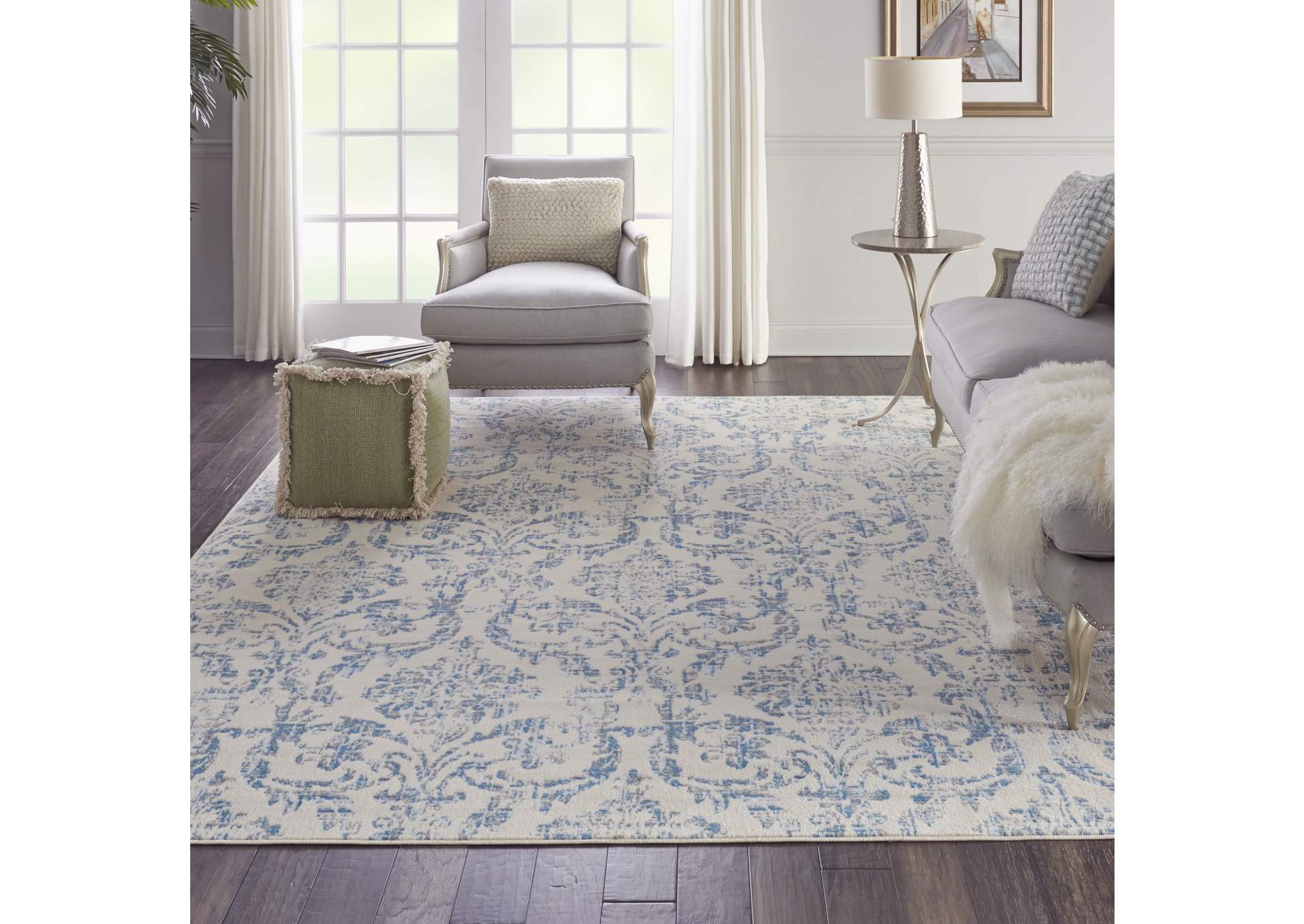Nourison Jubilant 7'x10' White and Blue Area Rug,Nourison