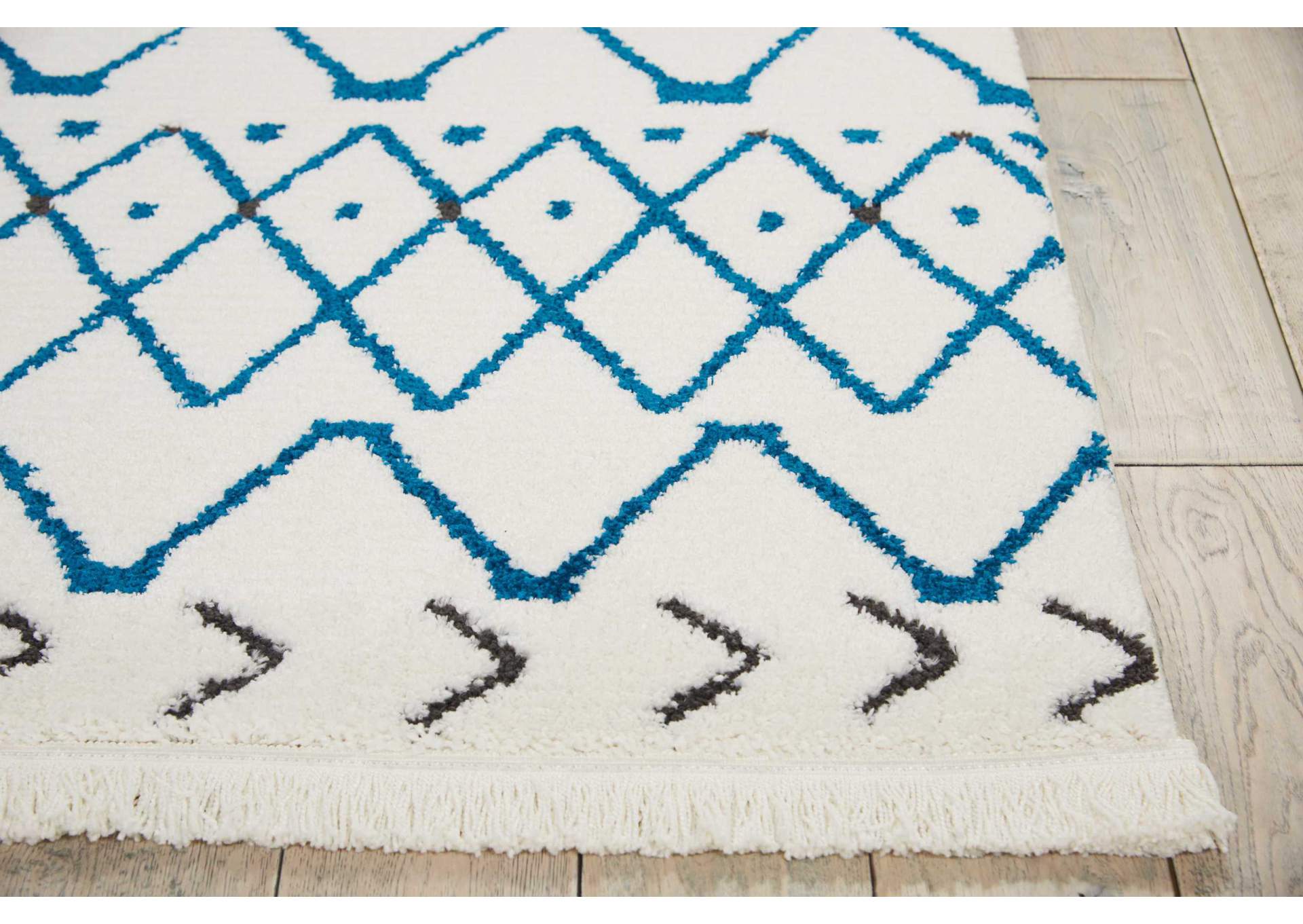 Nourison Kamala DS500 White and Blue 5'x7' Area Rug,Nourison