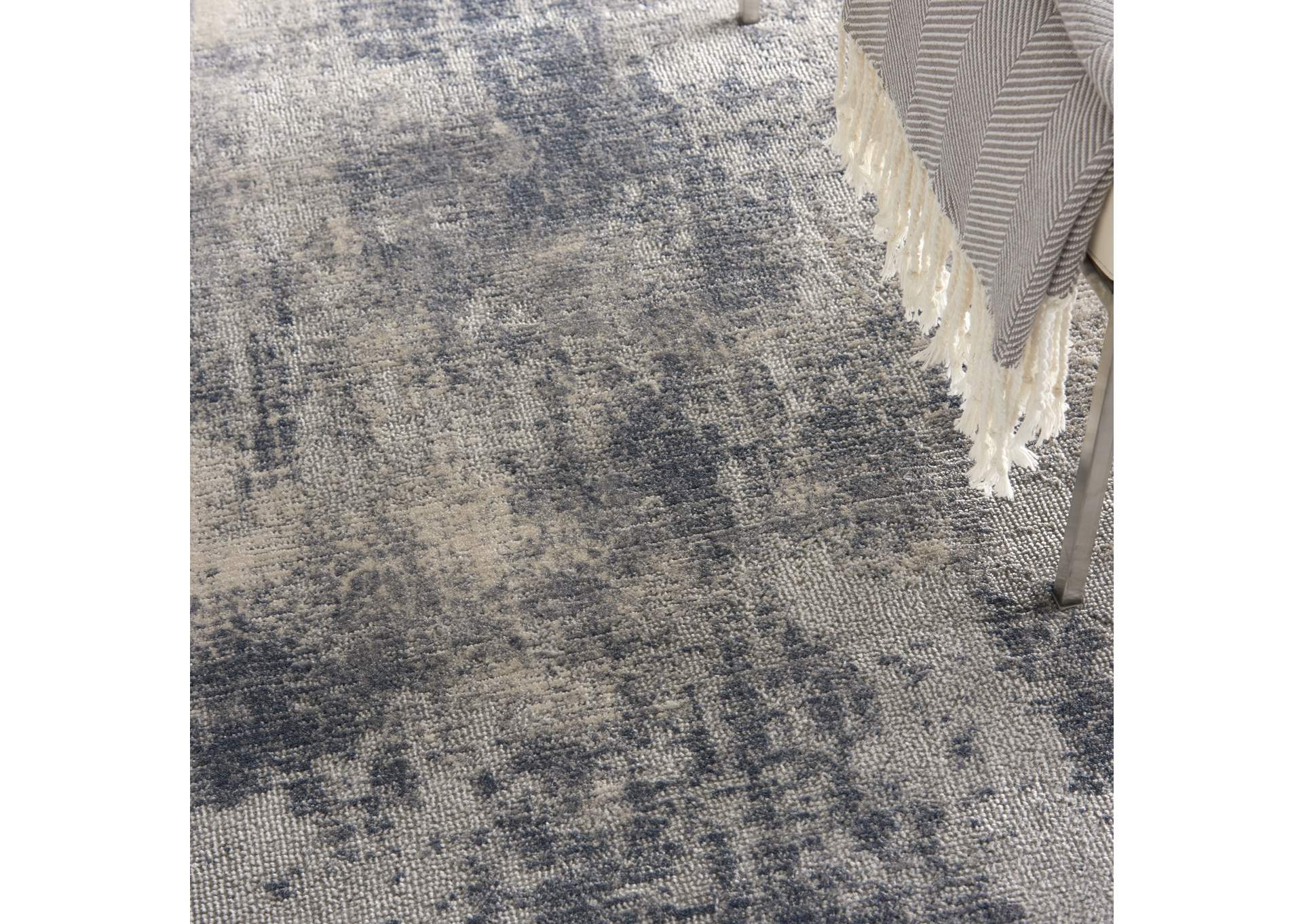 Nourison Rustic Textures RUS02 Slate Blue and Ivory 5'x7' Rustic Area Rug,Nourison