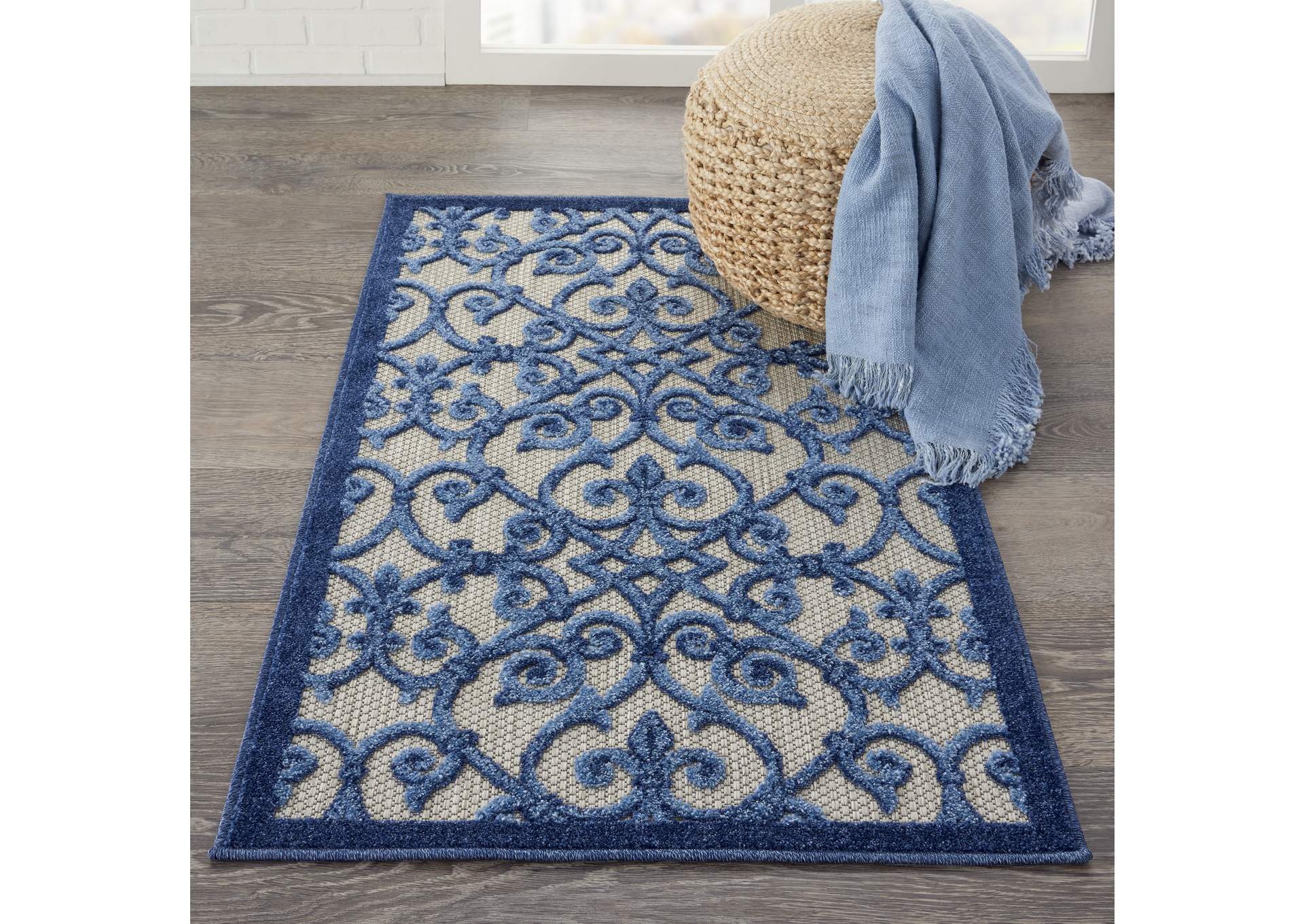 Nourison Aloha 3'x4' Blue Patio Area Rug,Nourison