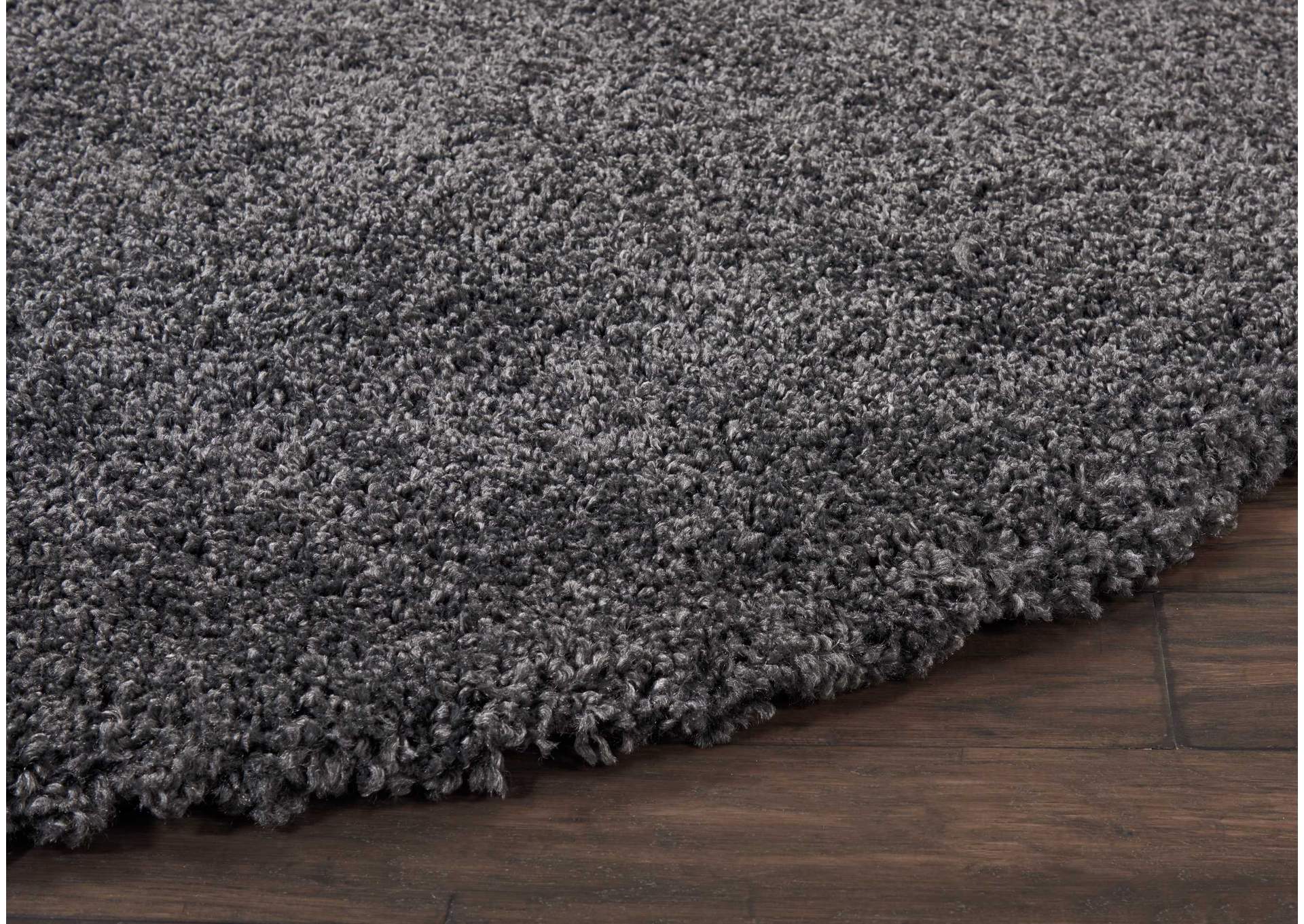 Nourison Malibu Shag MSG01 Charcoal 8' Round Large Rug,Nourison