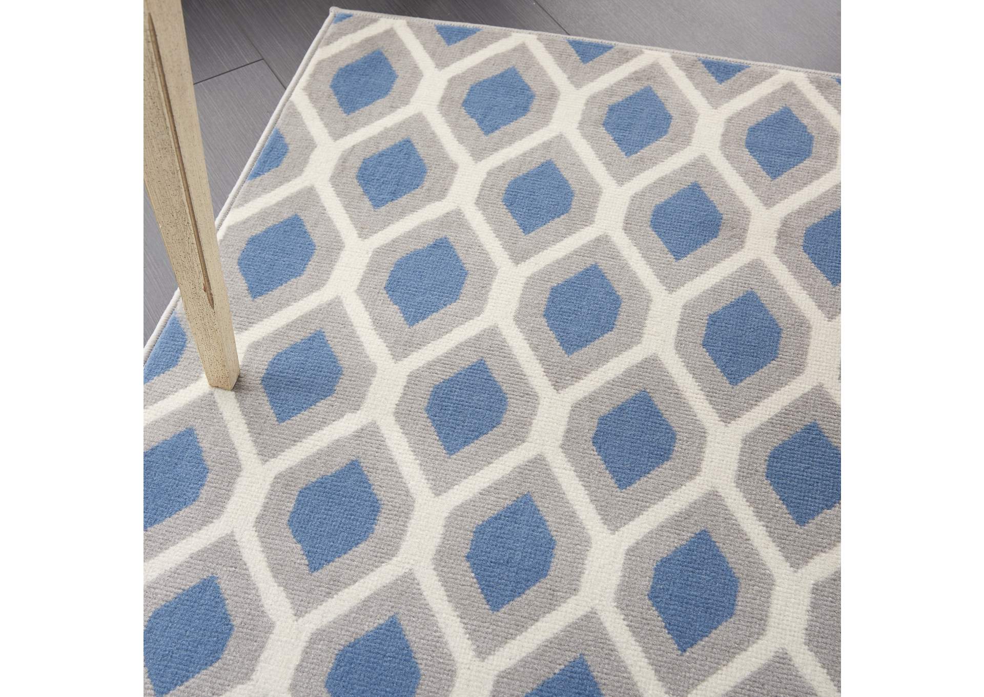 Nourison Grafix GRF22 Blue and Grey 5'x7' Area Rug,Nourison