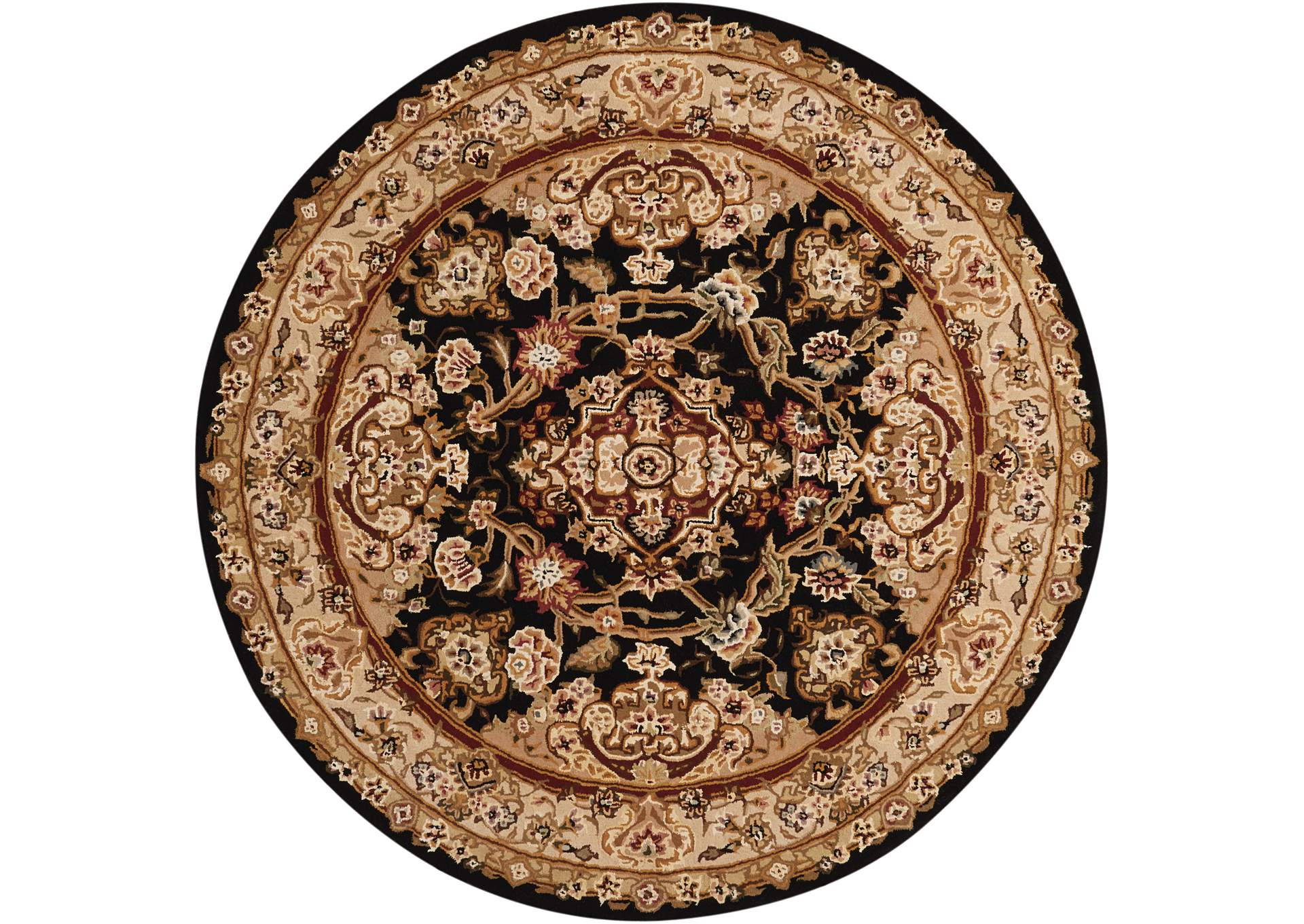 Nourison 2000 2028 Black 4' Round Area Rug,Nourison