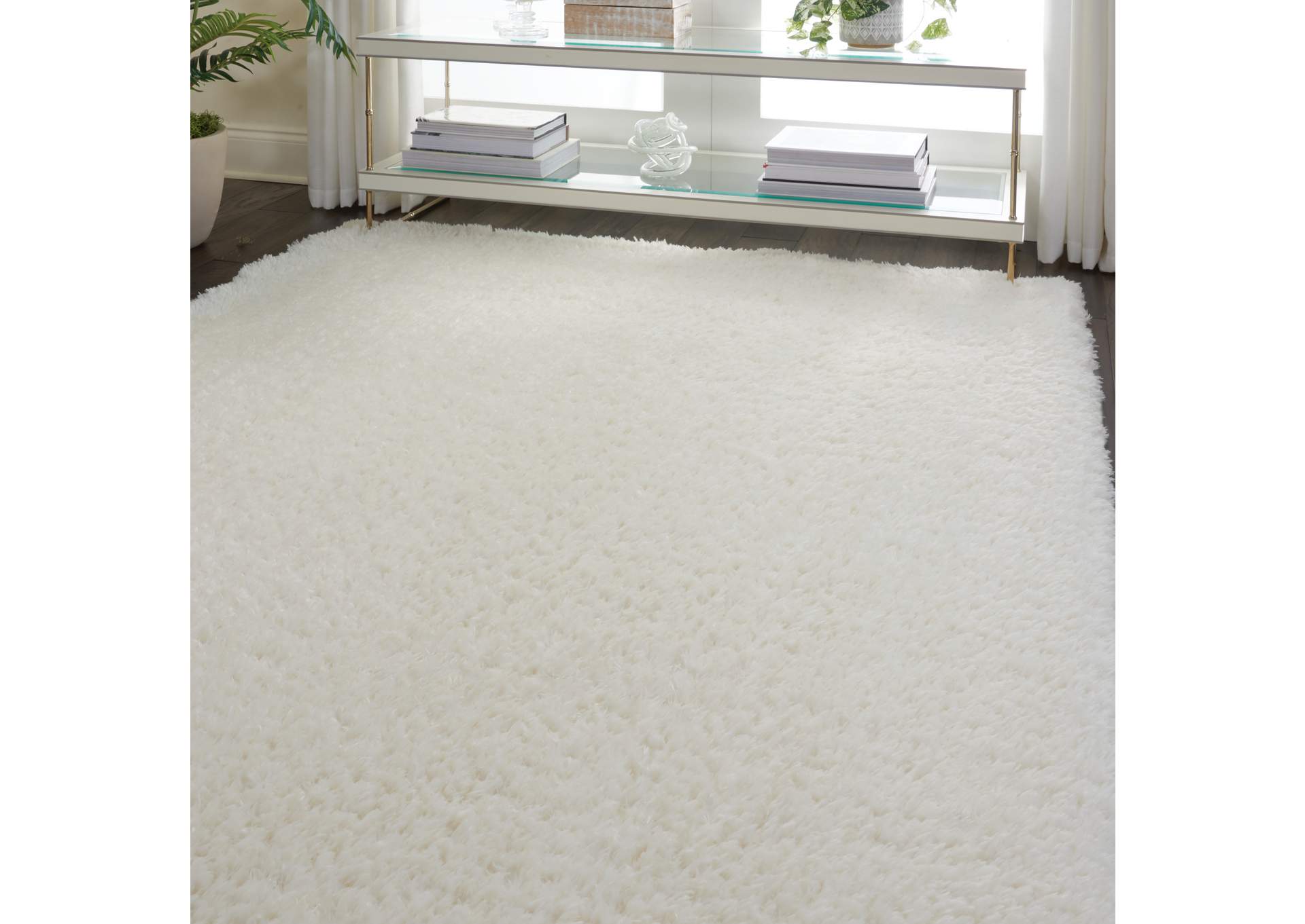 Nourison Luxe Shag LXS01 White 5'x7' Flokati Area Rug,Nourison