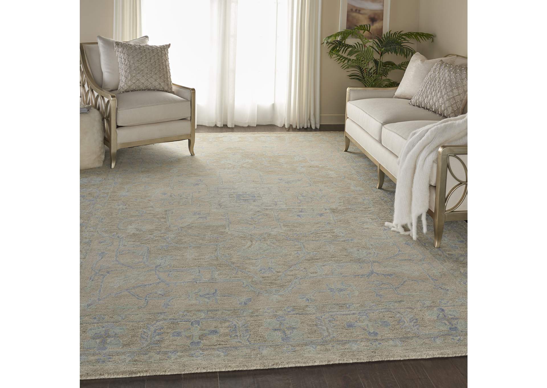 Nourison Jazmine JAZ01 Grey and Blue 9'x12' Oversized Wool Rug,Nourison