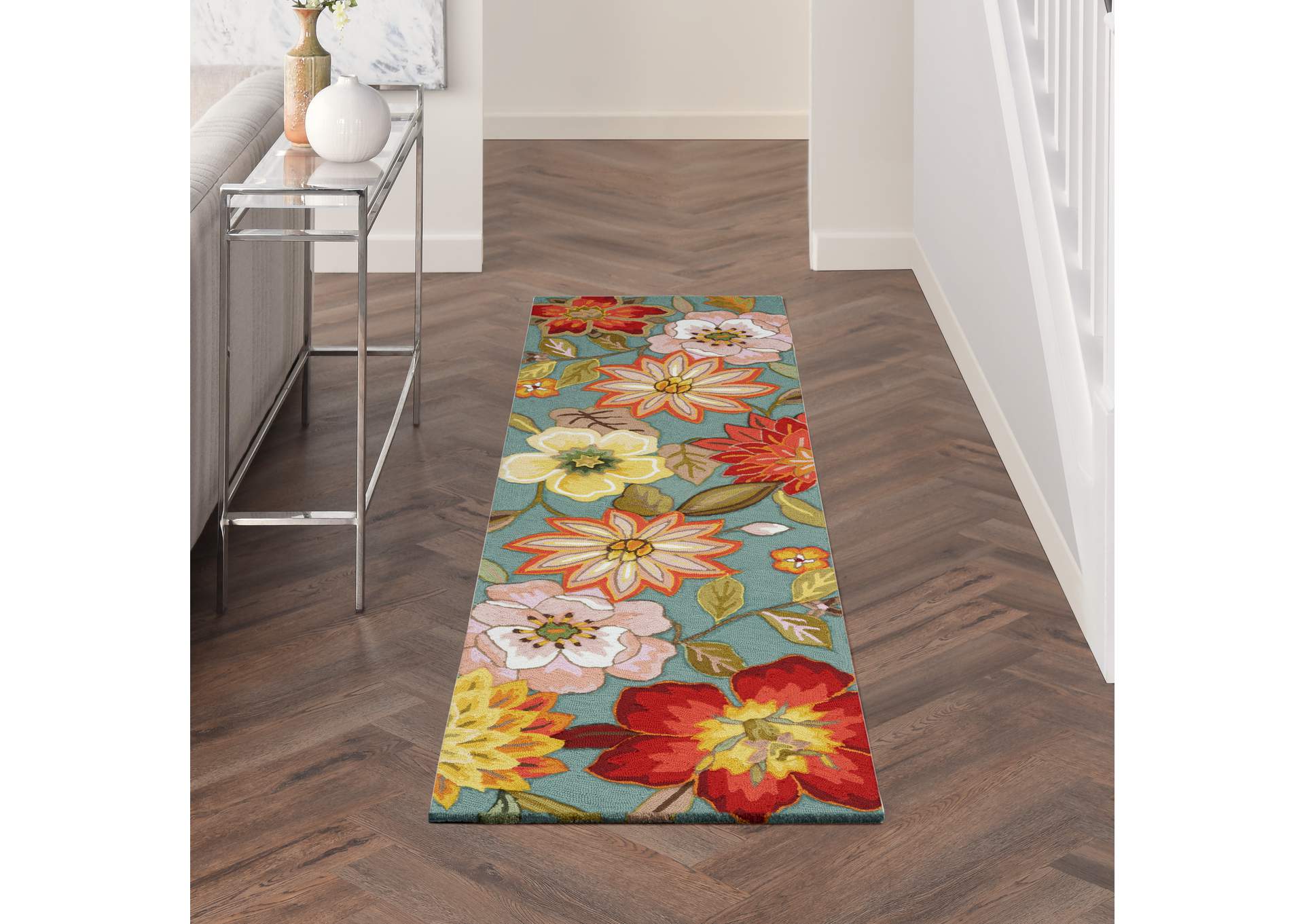Nourison Fantasy FA18 Blue 8' Runner Hallway Rug,Nourison