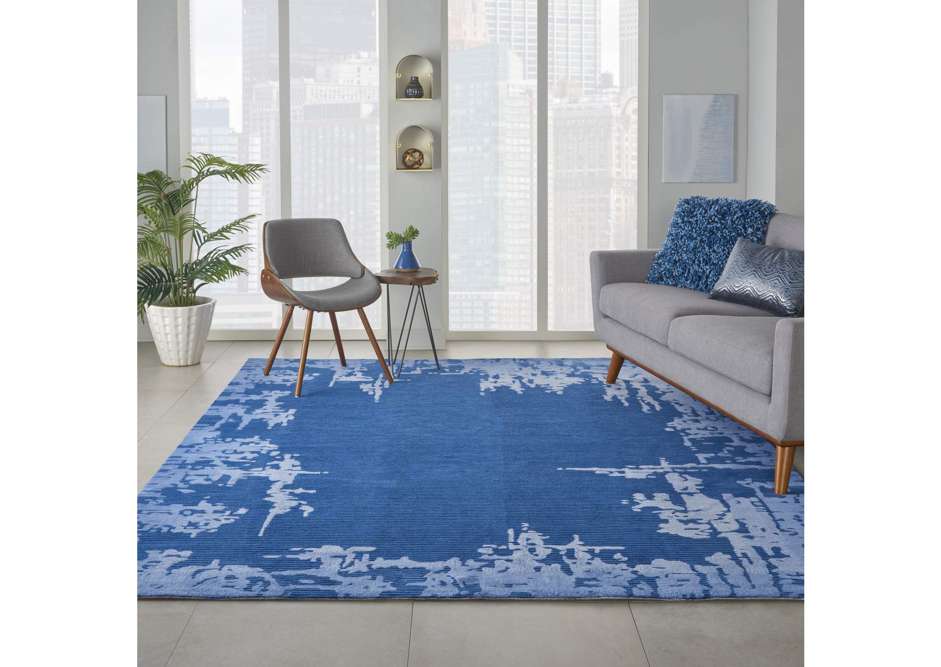 Nourison Symmetry SMM02 Navy Blue 8'x10' Large Textured Rug,Nourison