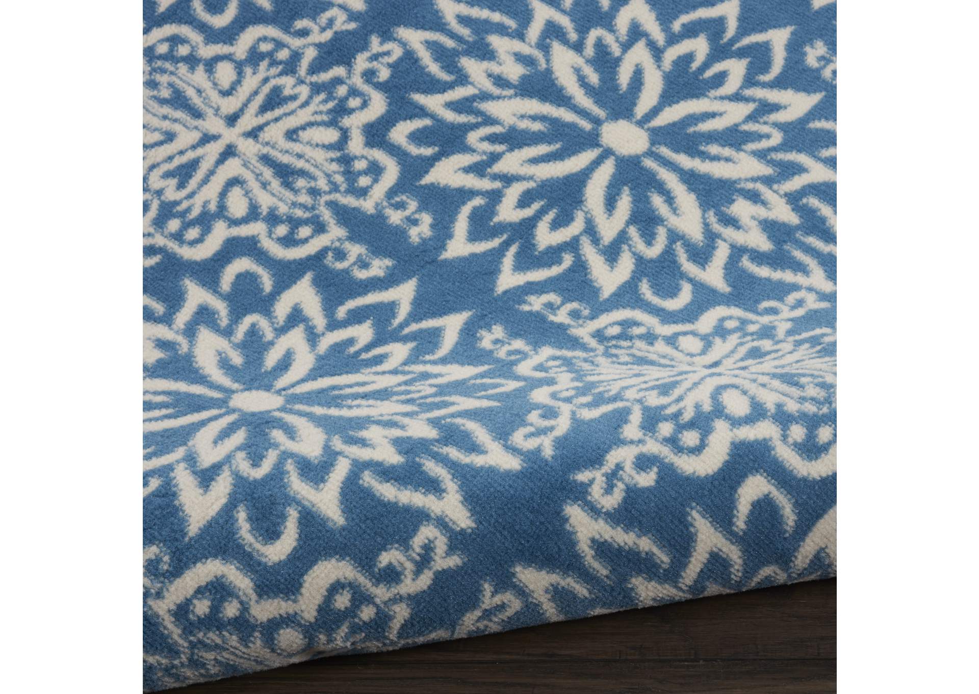 Nourison Jubilant 5' Round Ivory BlueTransitional Area Rug,Nourison