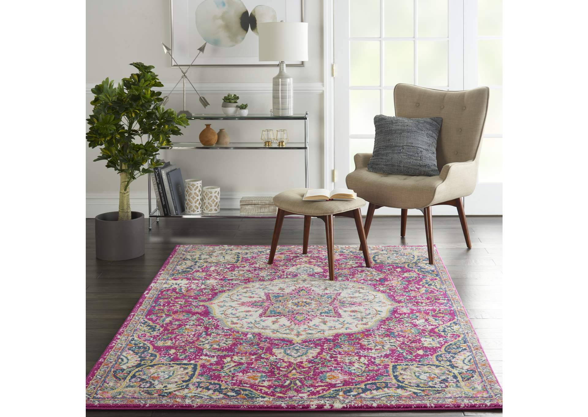 Nourison Passion Bohemian Pink Colored Area Rug,Nourison