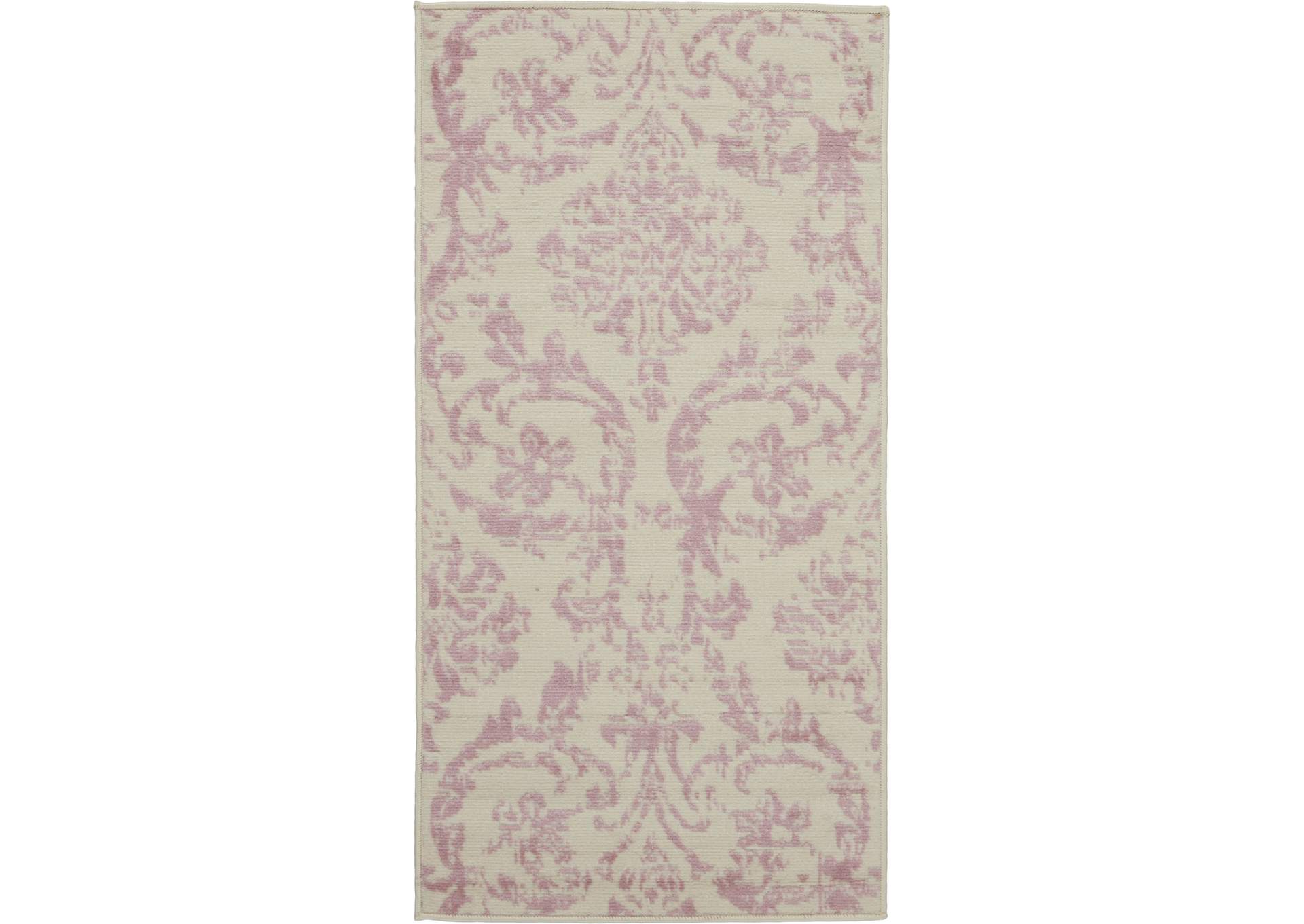 Nourison Jubilant 2' x 4' Small White and Pink Damask Area Rug,Nourison